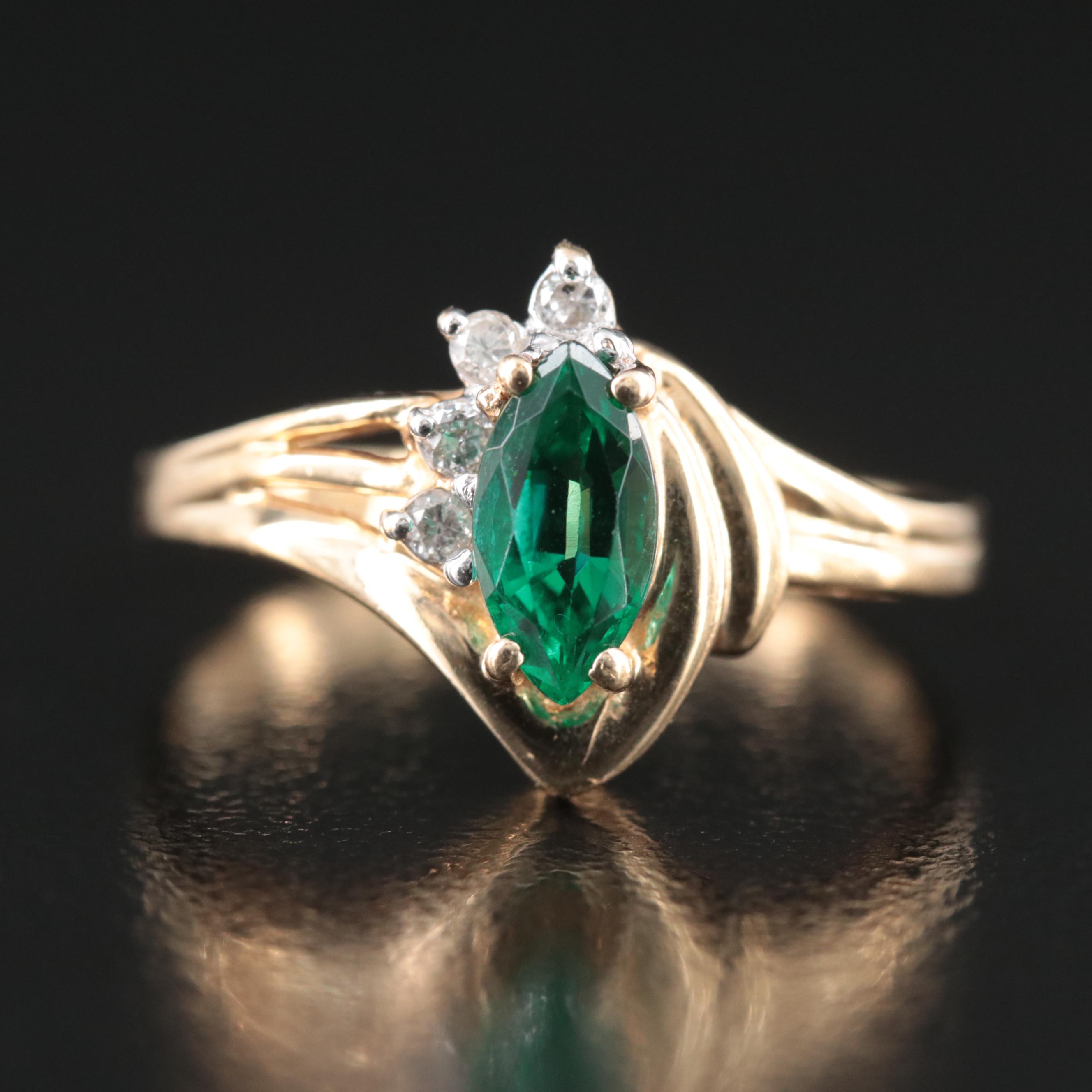 14K Emerald and Diamond Ring