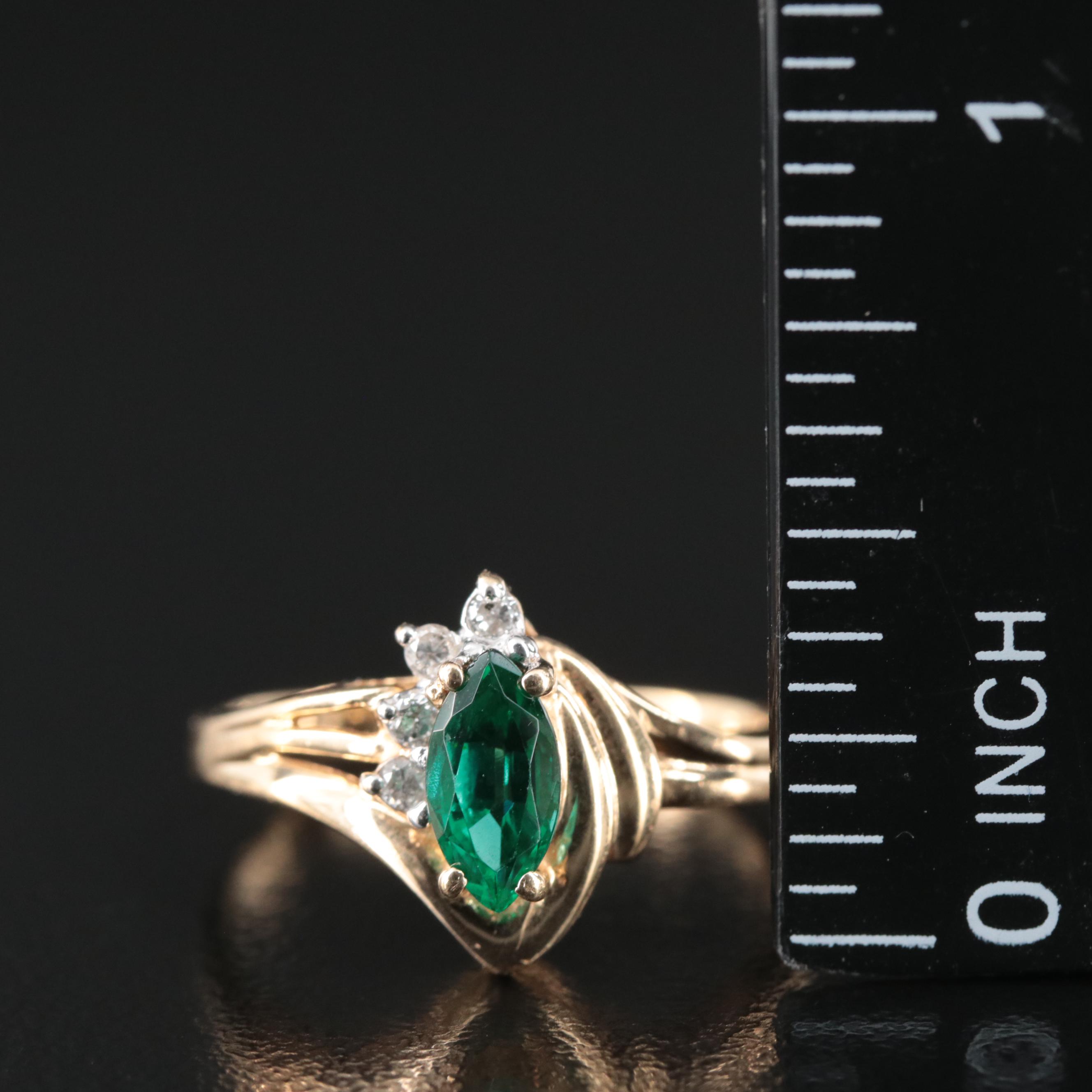 14K Emerald and Diamond Ring