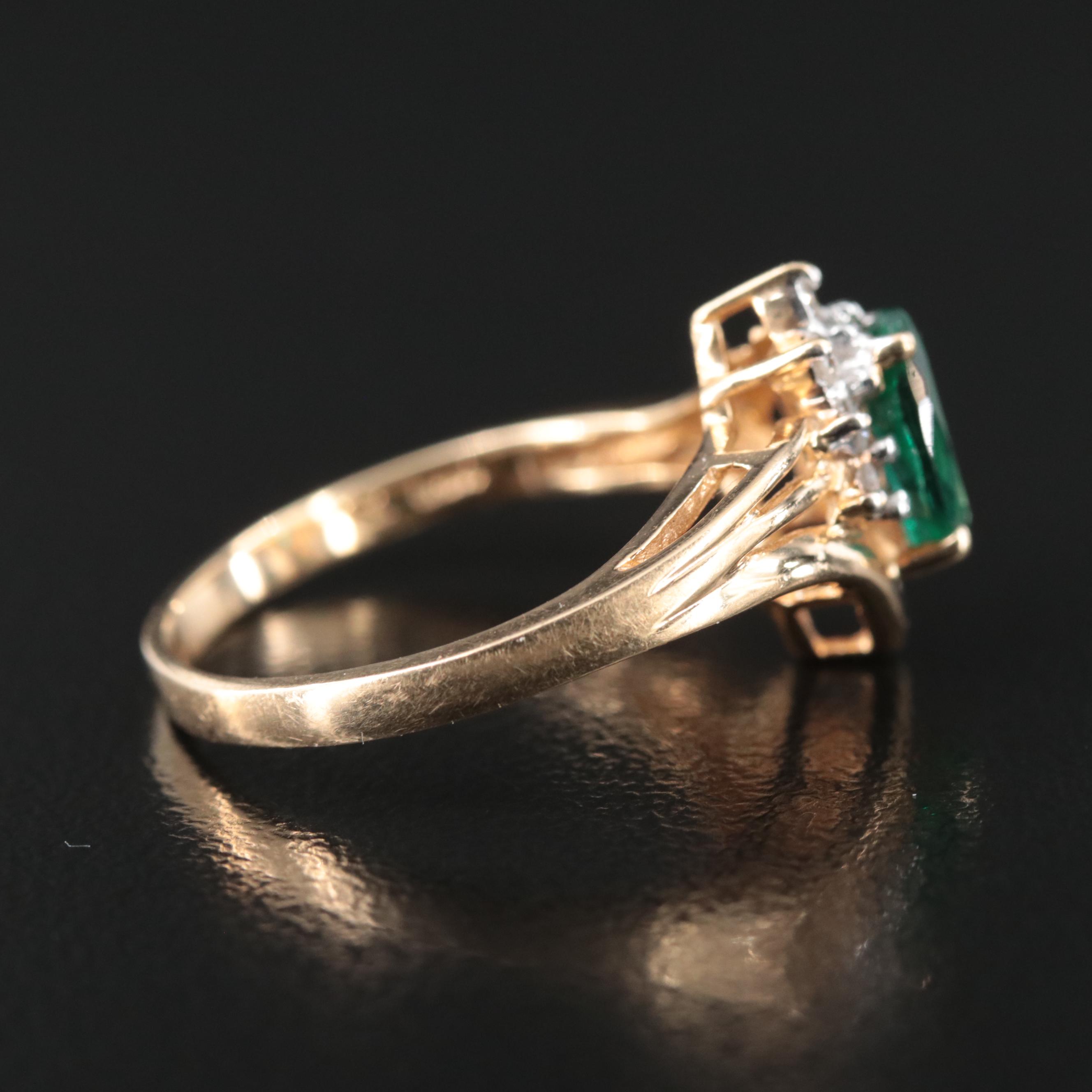 14K Emerald and Diamond Ring