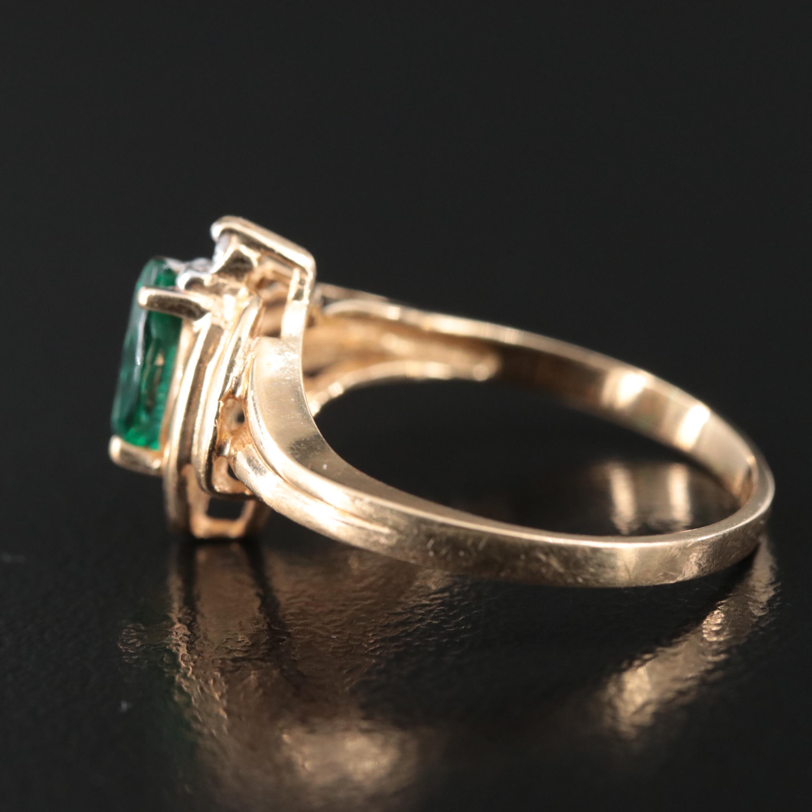 14K Emerald and Diamond Ring
