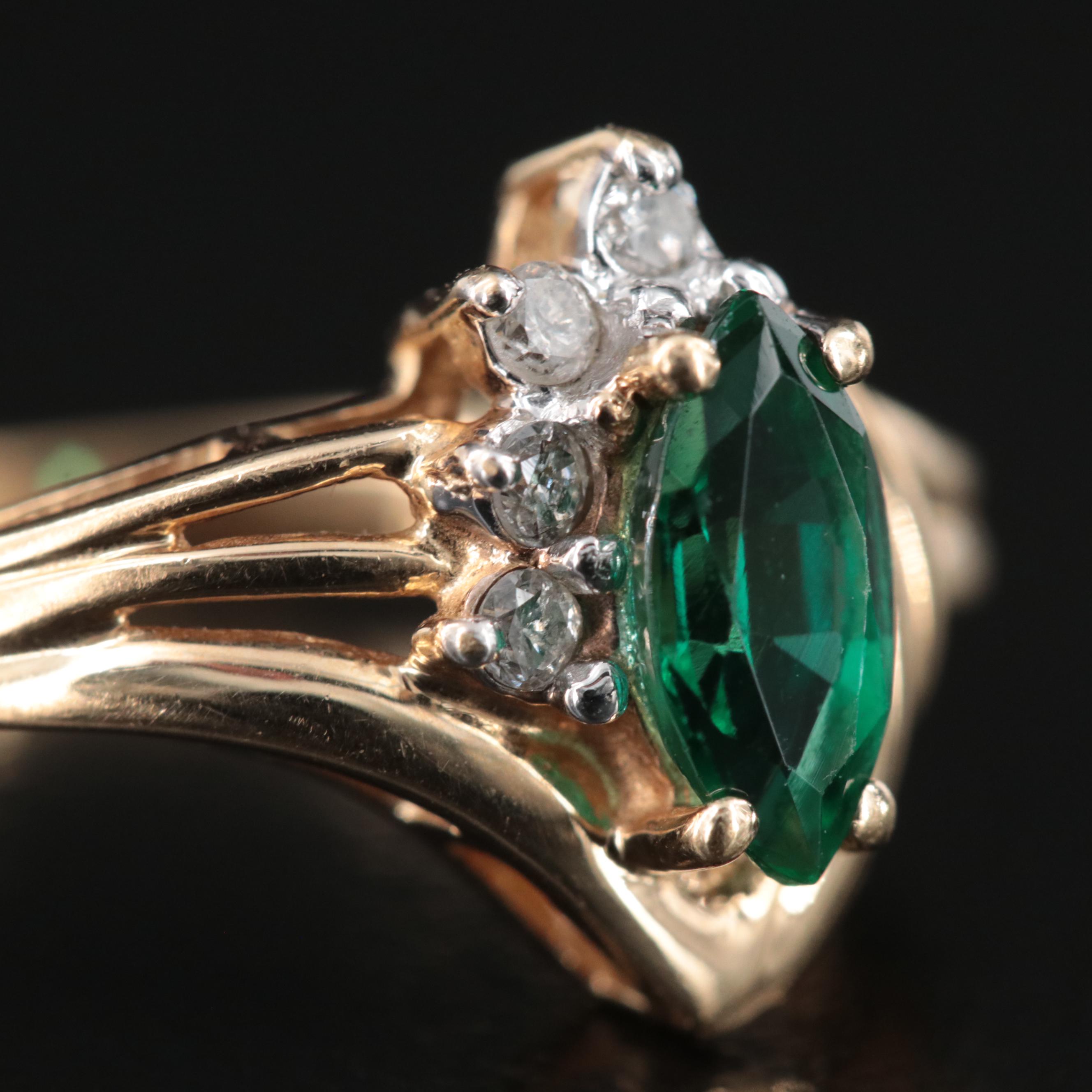 14K Emerald and Diamond Ring