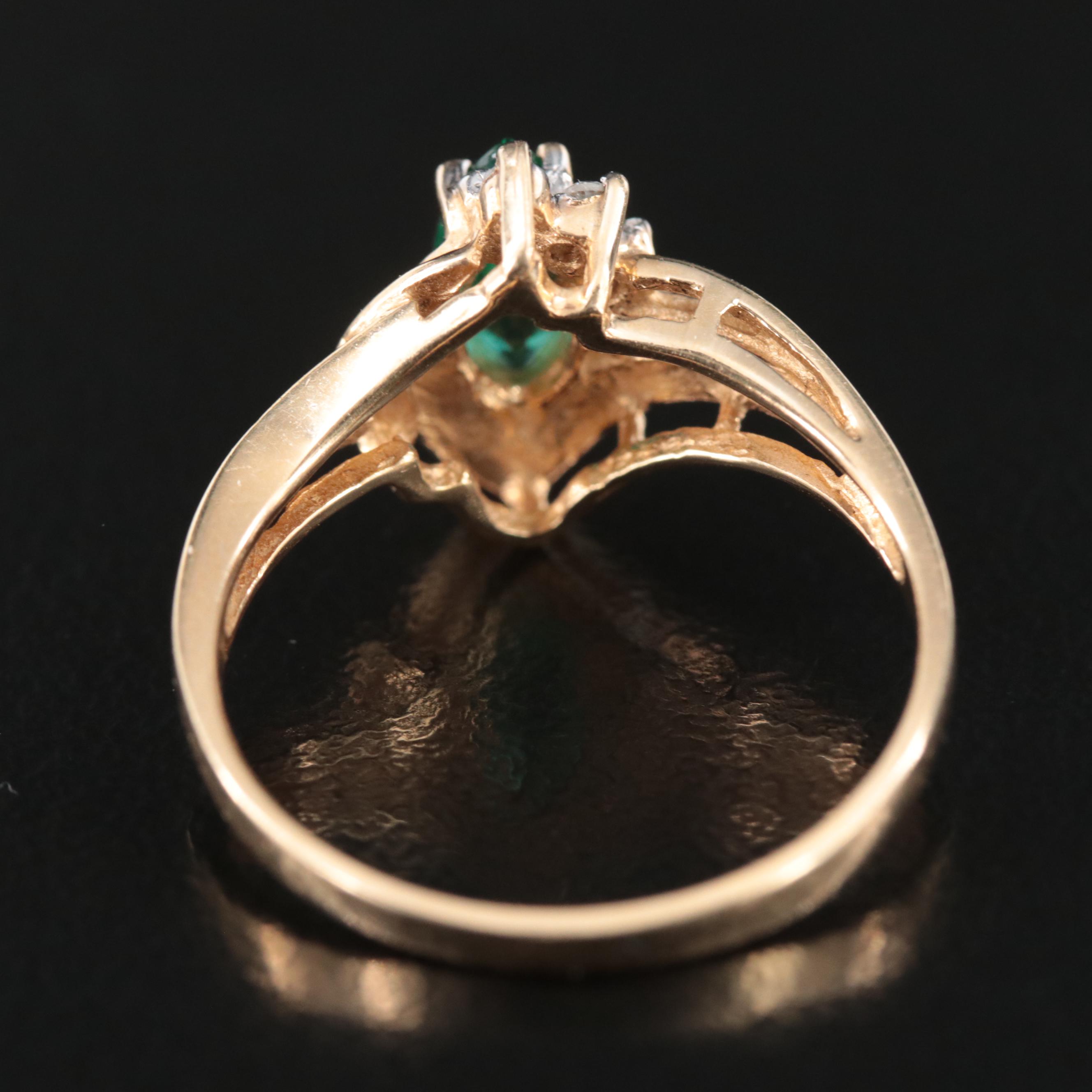 14K Emerald and Diamond Ring