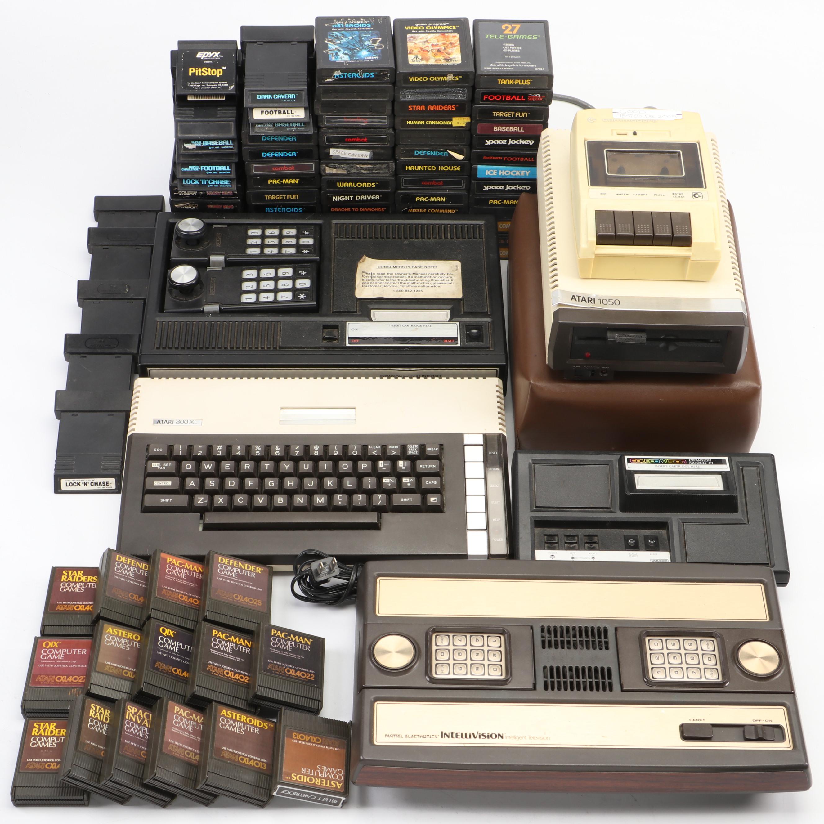 Atari 800XL Console, 810 Disk Drive, Coleco Vision, Video Games, and More