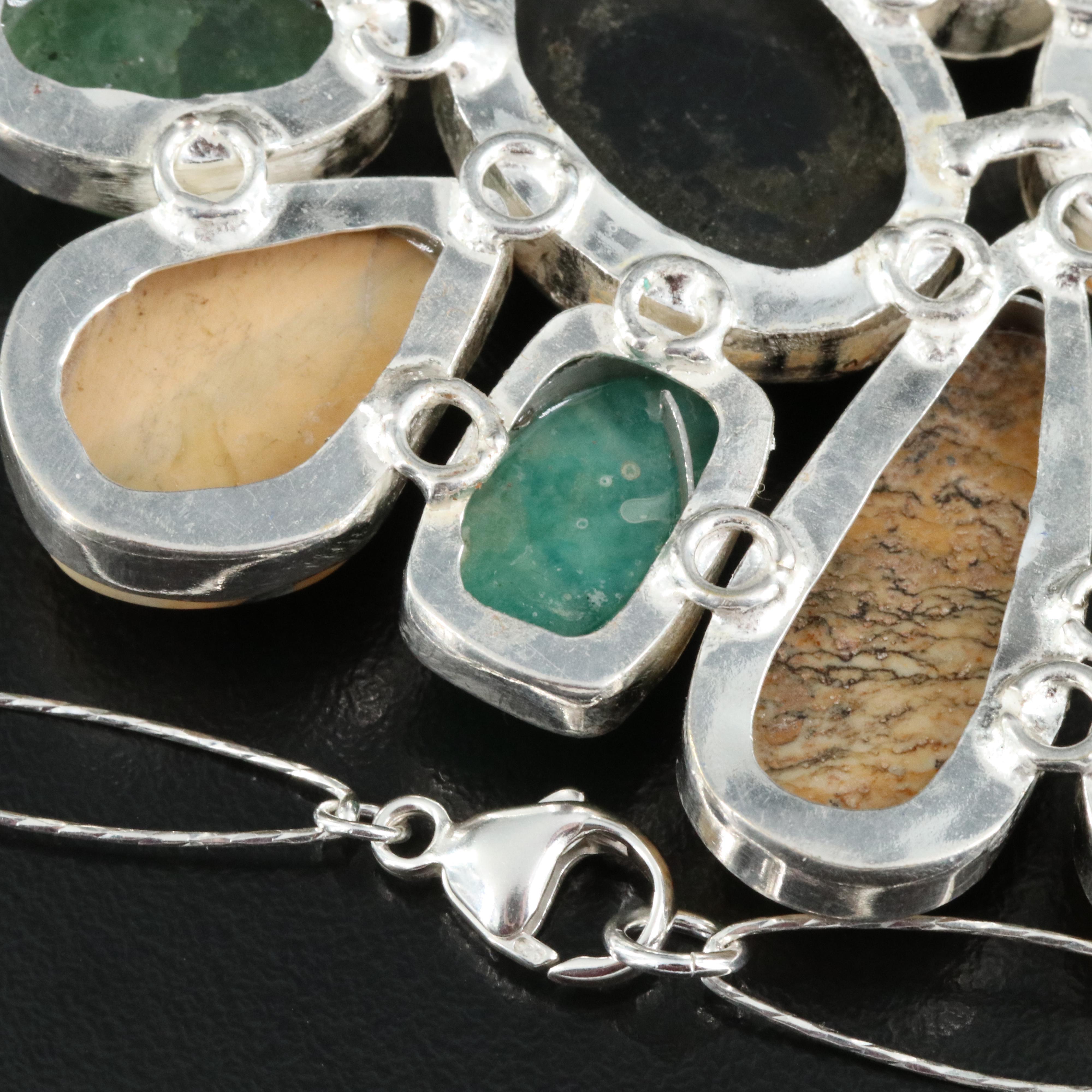Multi-Gemstone Necklace with Sterling Chain