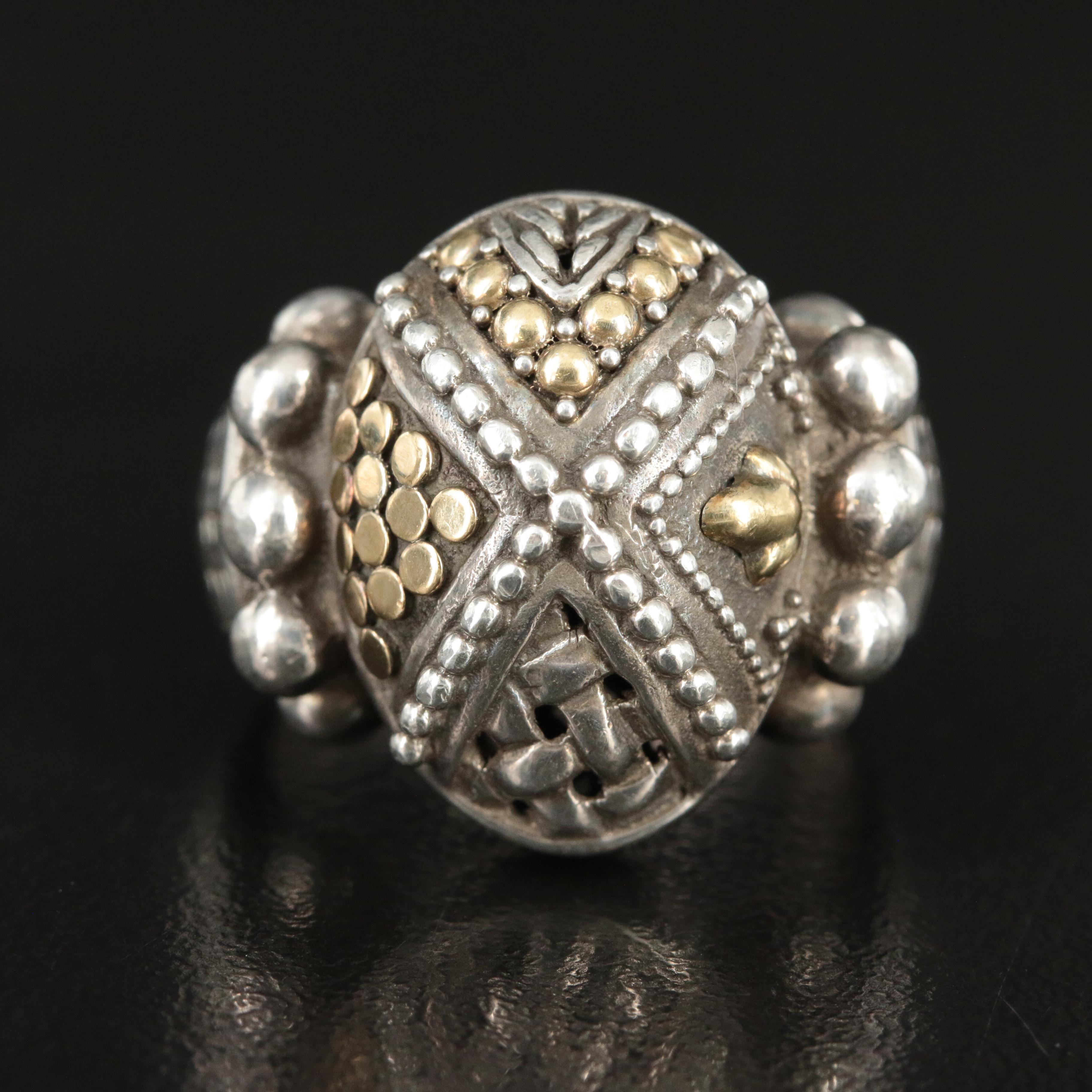 John Hardy Sterling 'Dots' Oval Ring with 18K Accents