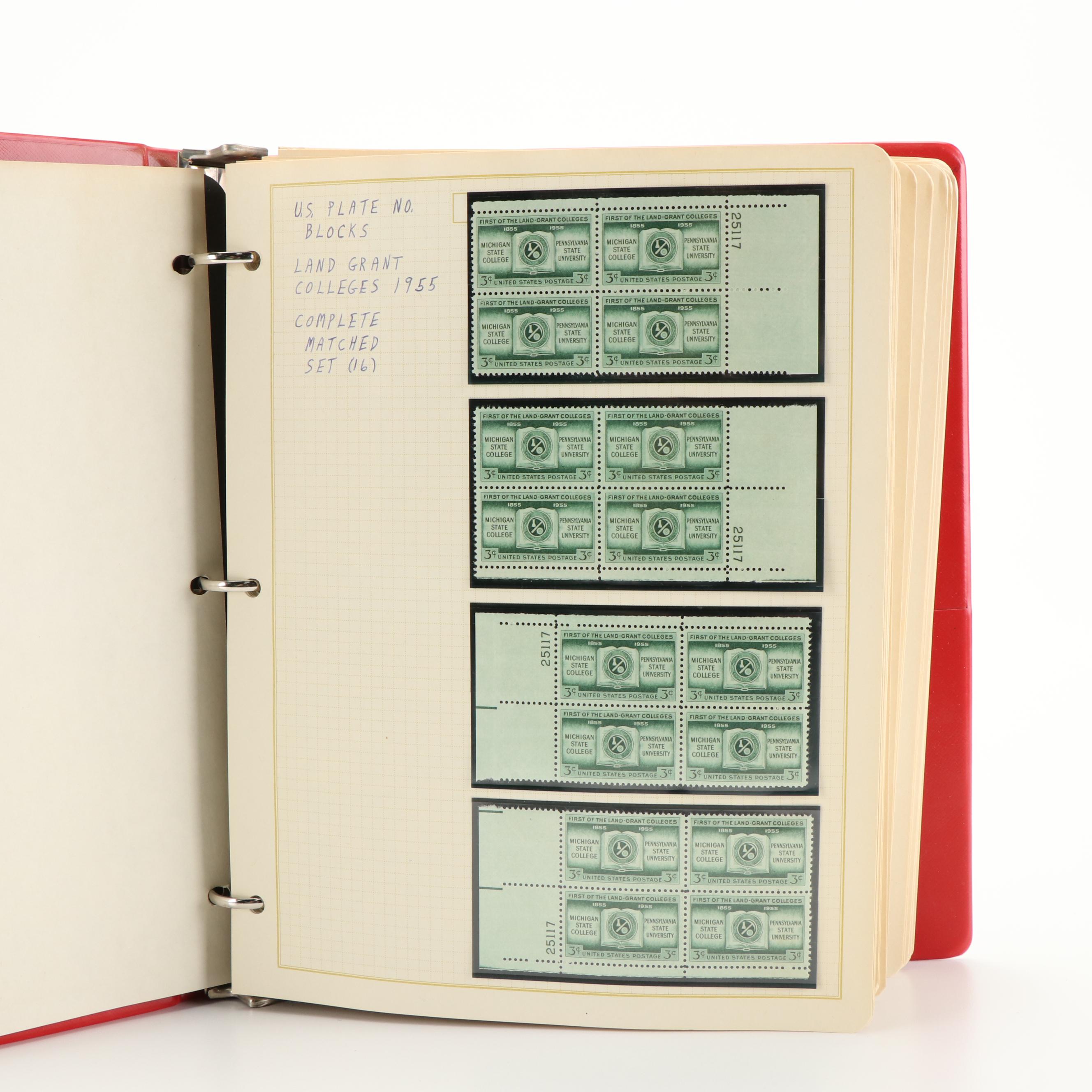Album of 248 3 and 4-Cent Postage Stamp Plate Blocks, 1940s and 1950s