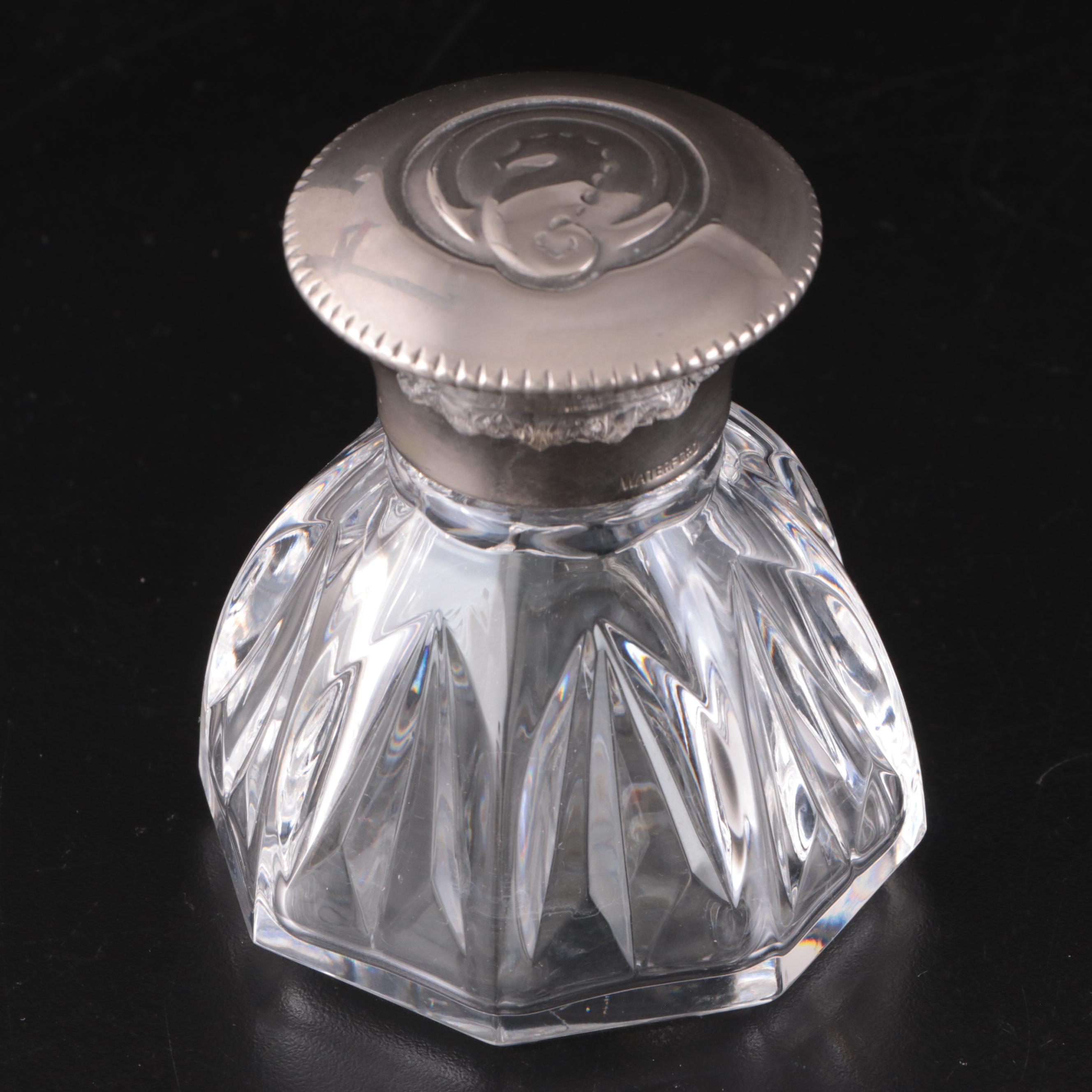 Waterford Crystal and Silver Plate Seahorse Inkwell