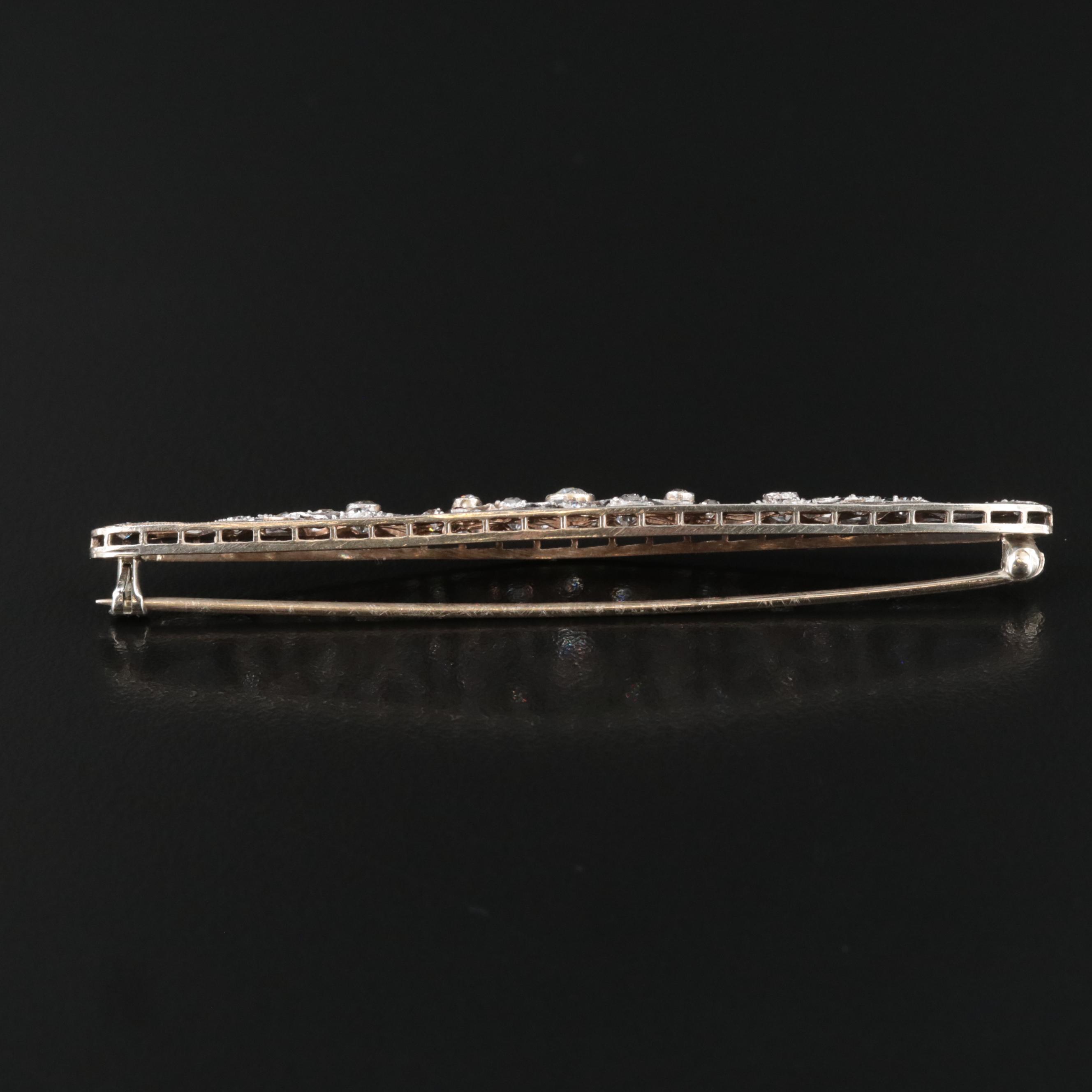Edwardian 14K and Platinum 1.34 CTW Diamond Brooch