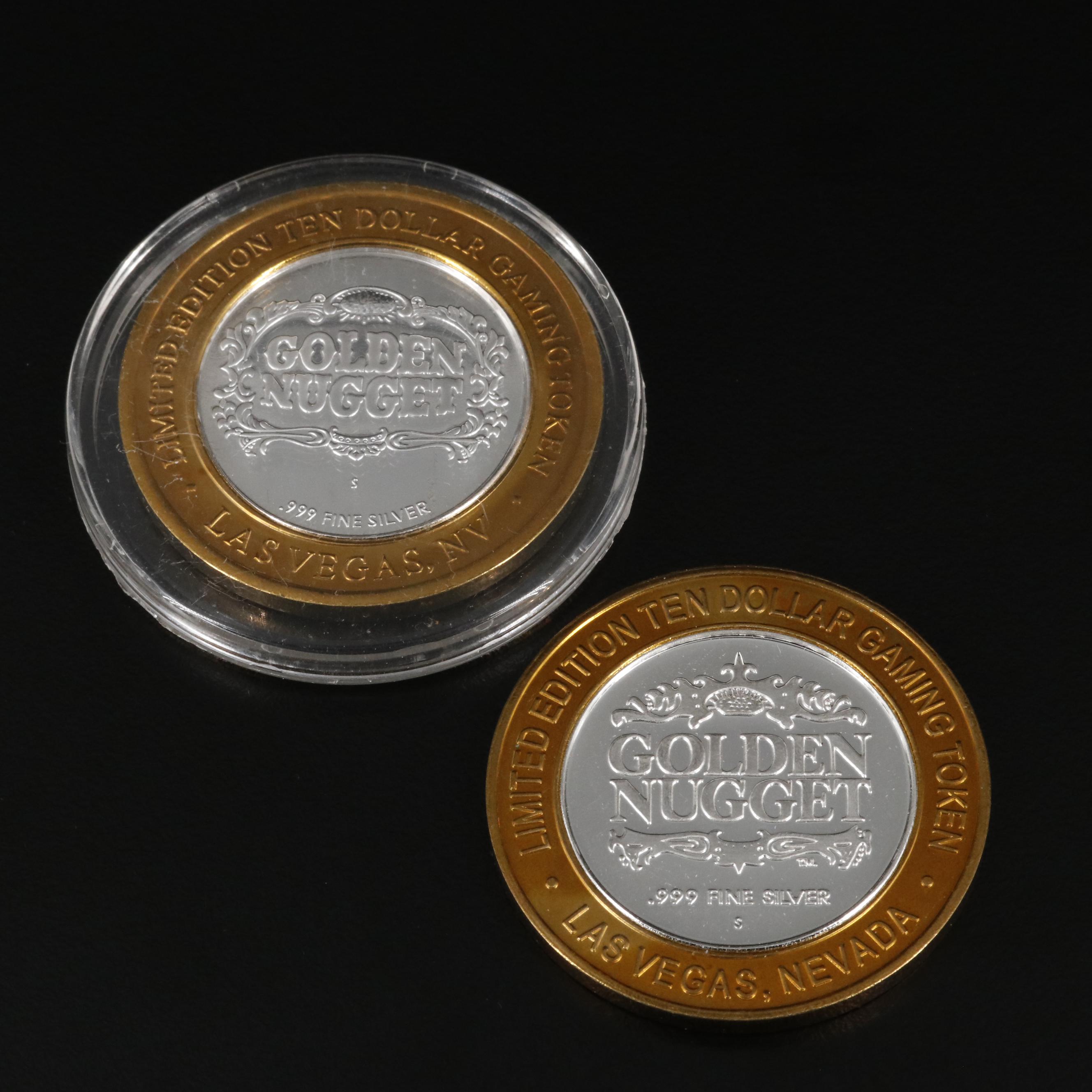Two Golden Nugget $10 Silver Gaming Tokens