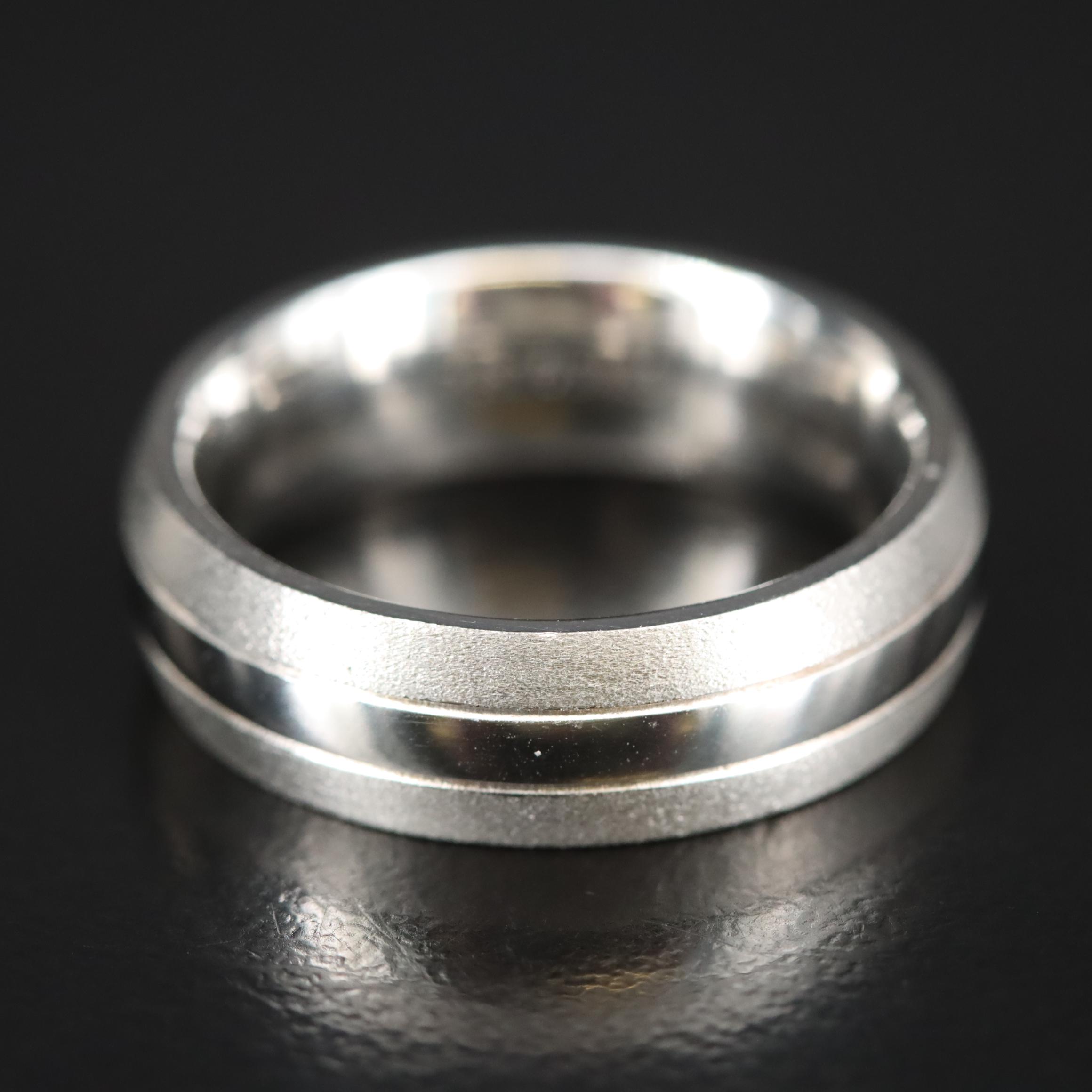 Furrer Jacot Platinum Band with Polished and Stippled Finish