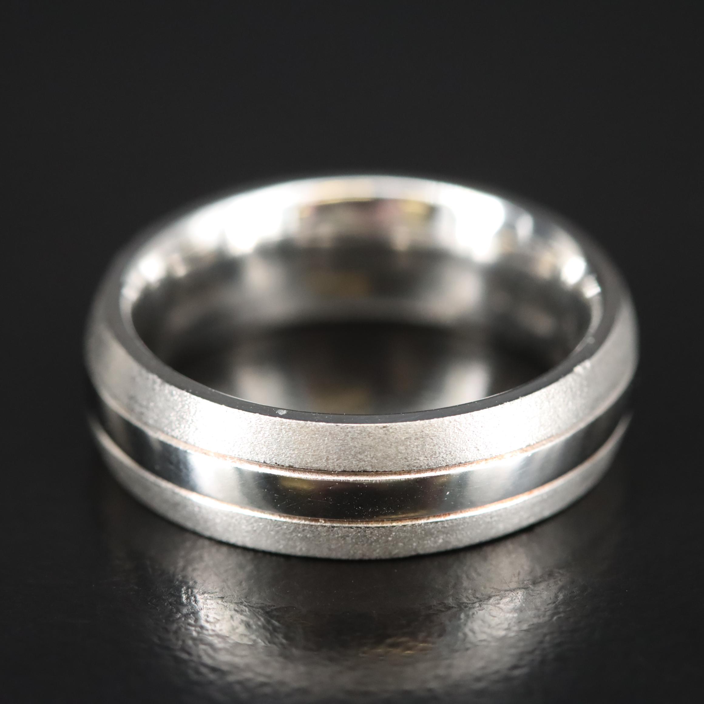 Furrer Jacot Platinum Band with Polished and Stippled Finish