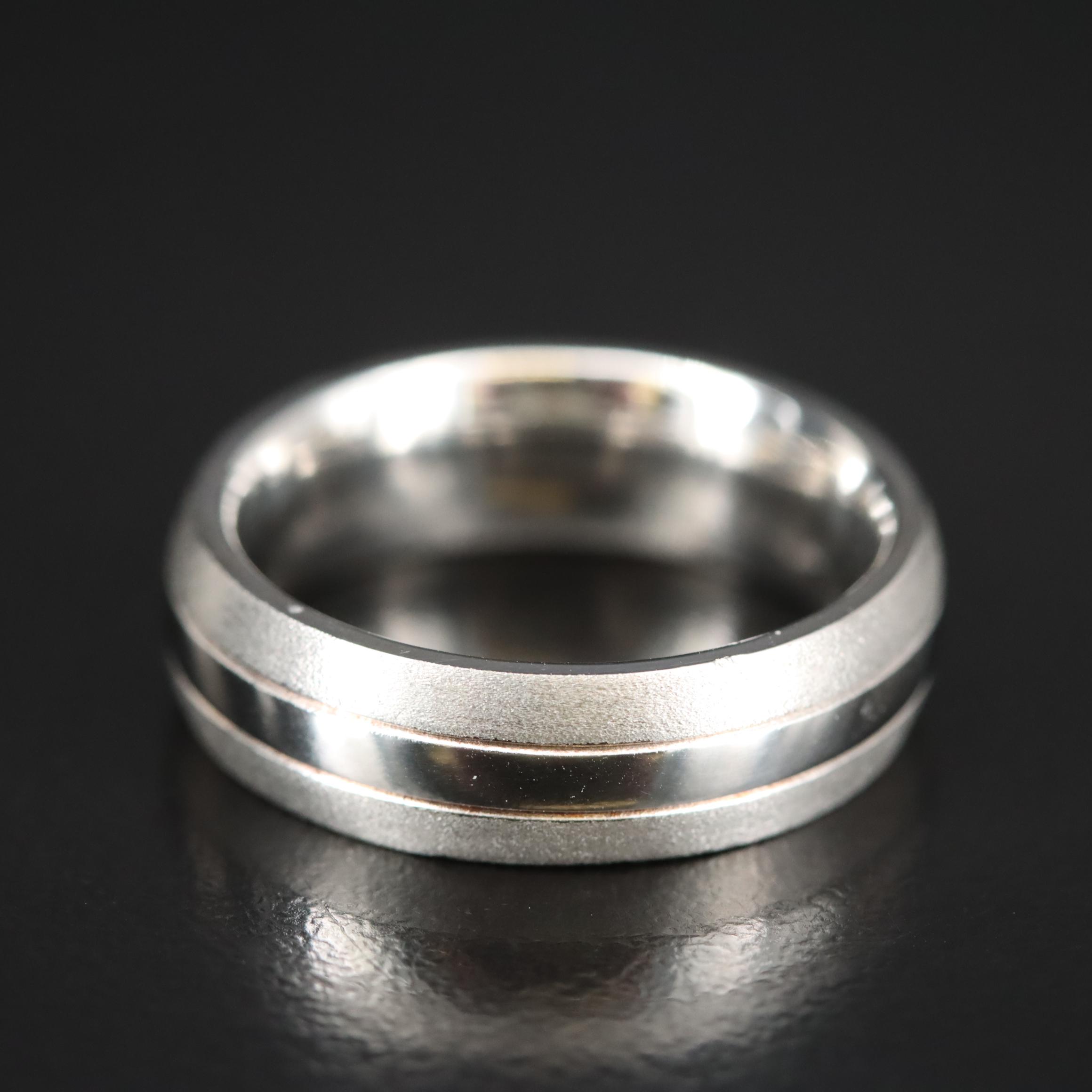 Furrer Jacot Platinum Band with Polished and Stippled Finish