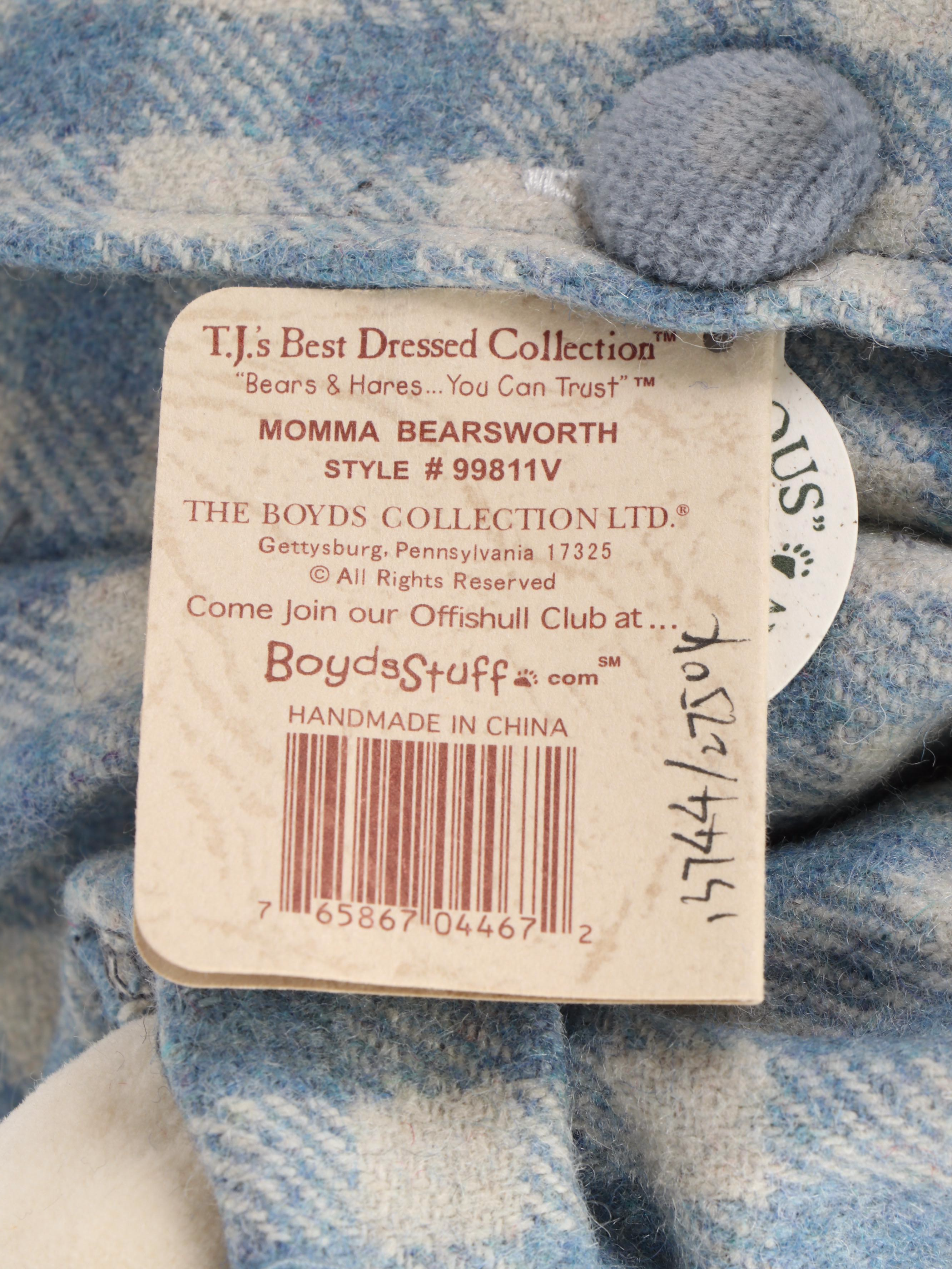 Boyds Bears T.J.'s Best Dressed Collection Teddy Bears and Picture Frame