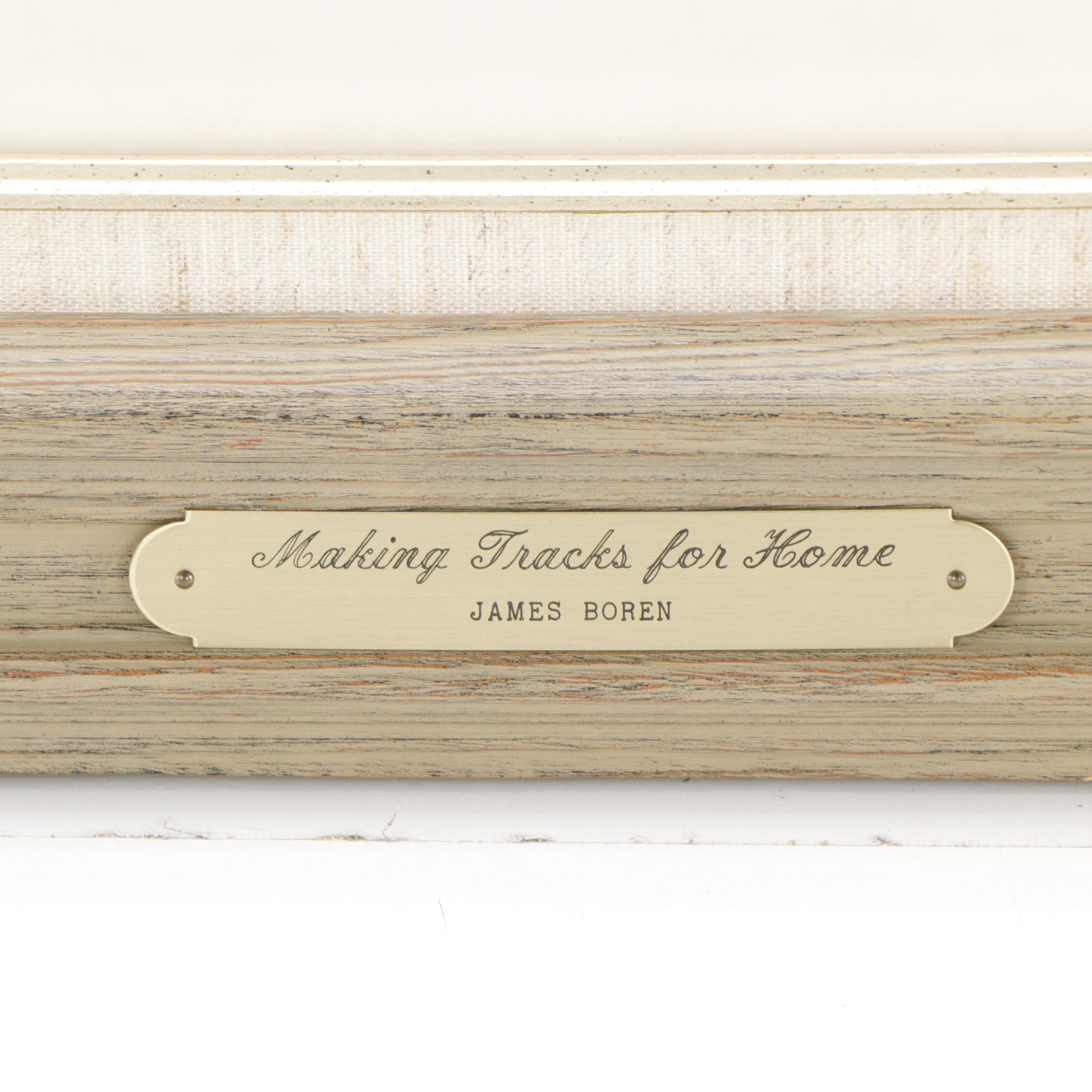 James Boren Watercolor Painting "Making Tracks for Home," 1983