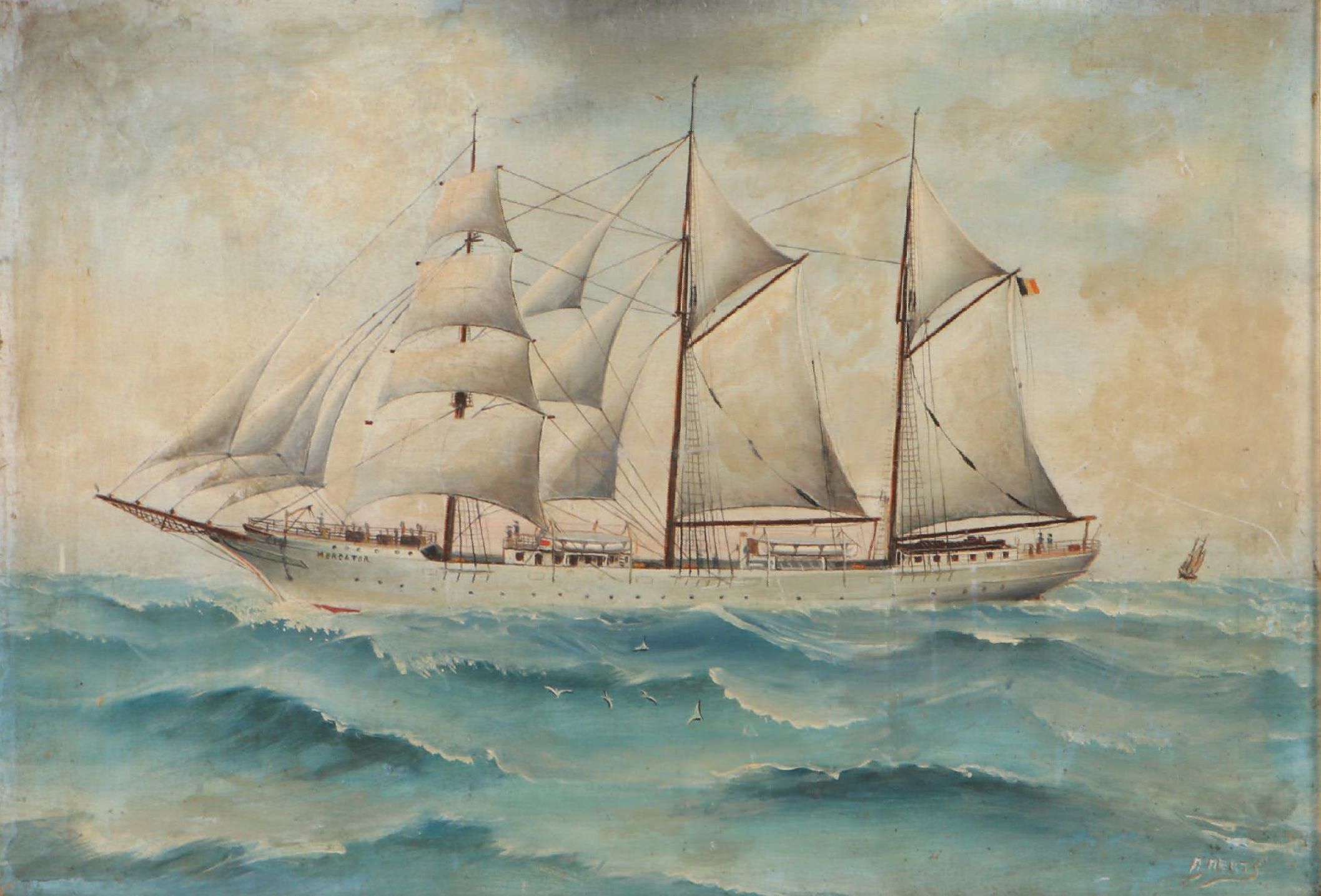 Maritime Oil Painting of Sailing Ship