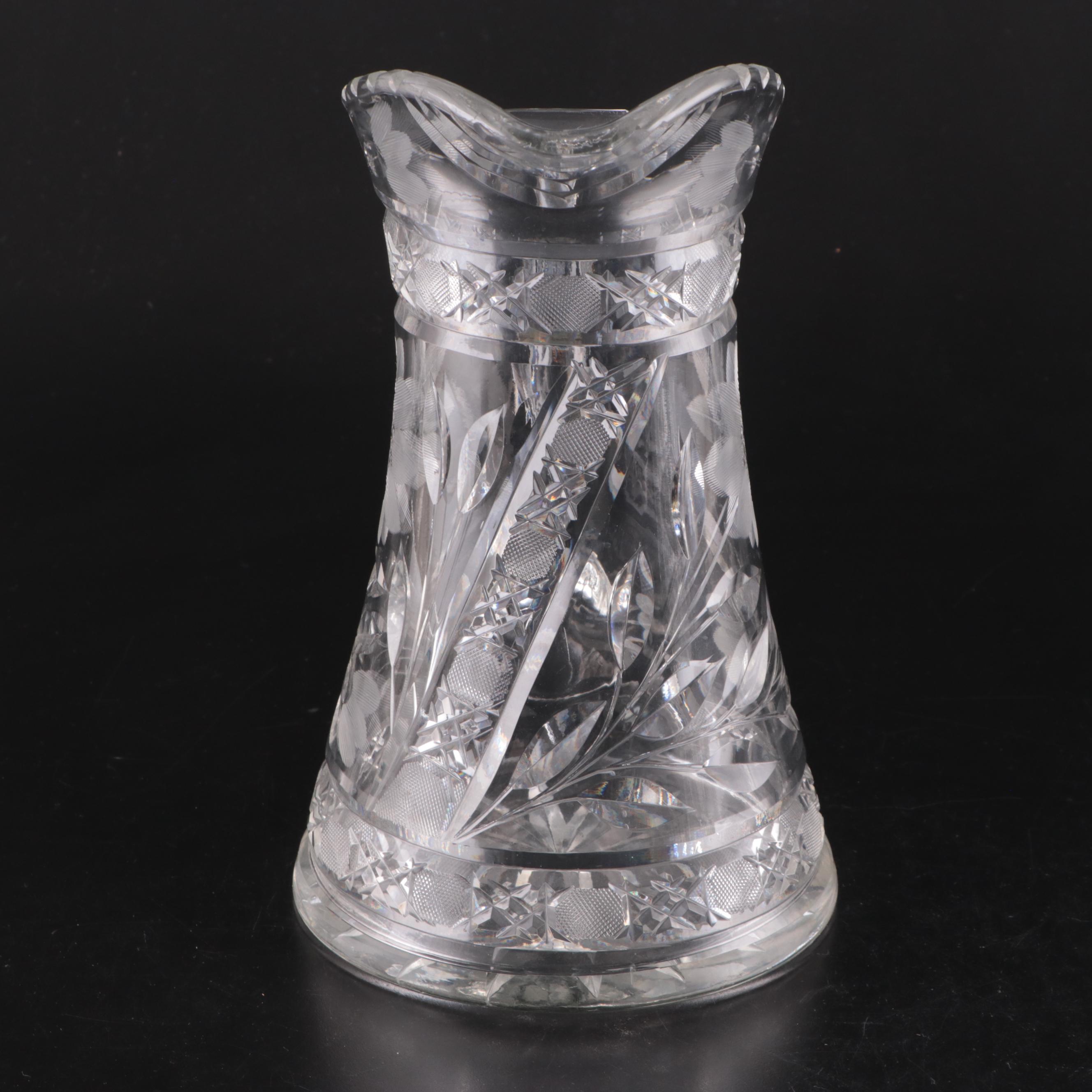 American Brilliant Style Pressed and Etched Glass Pitchers, 20th Century