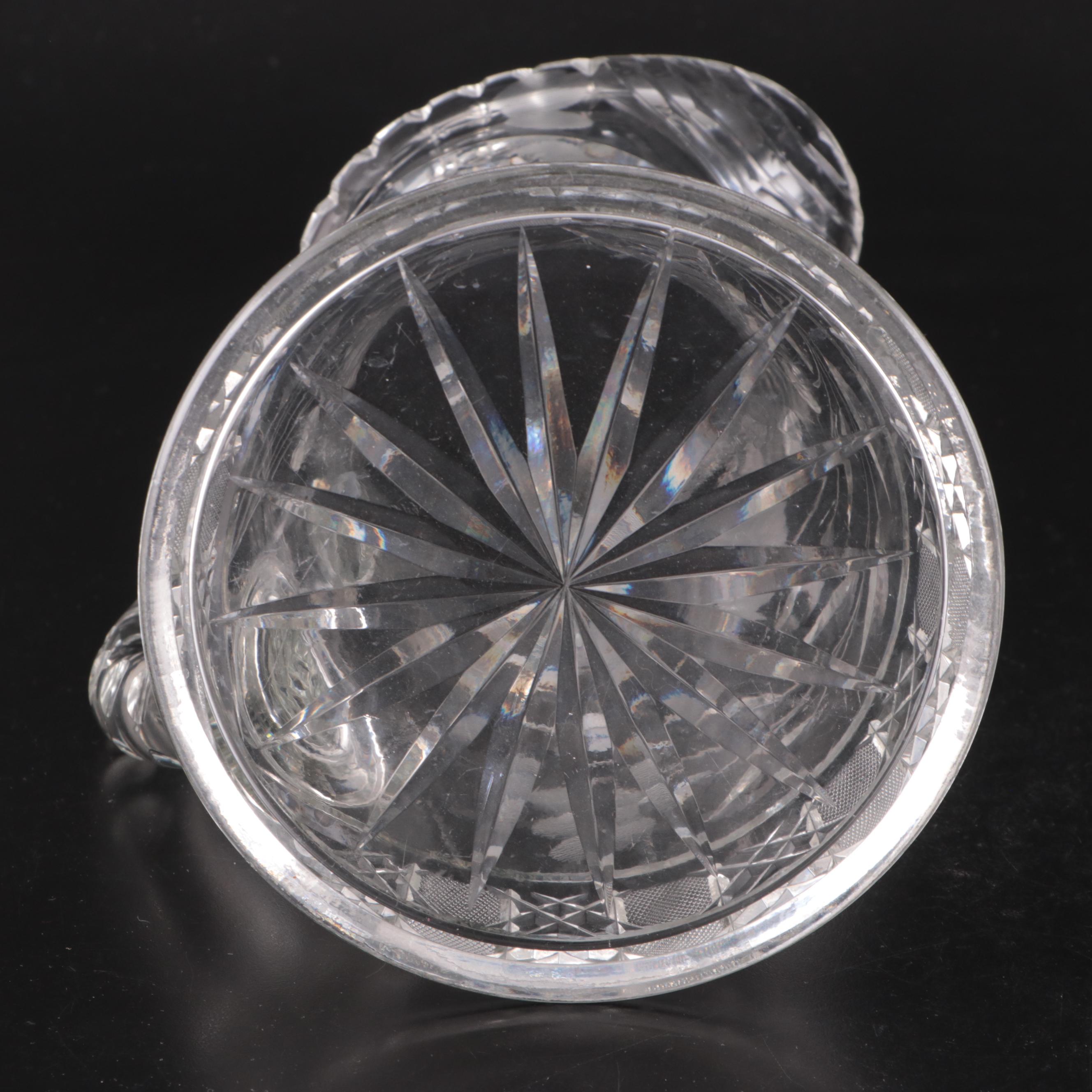 American Brilliant Style Pressed and Etched Glass Pitchers, 20th Century