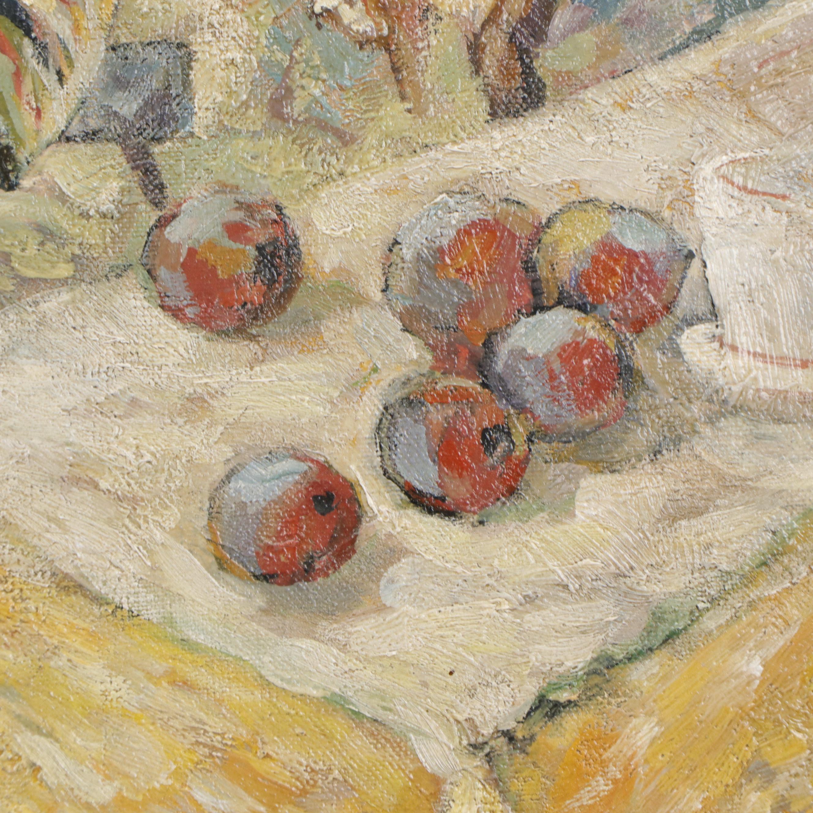 Post-Impressionist Style Oil Painting of Seated Woman in Garden