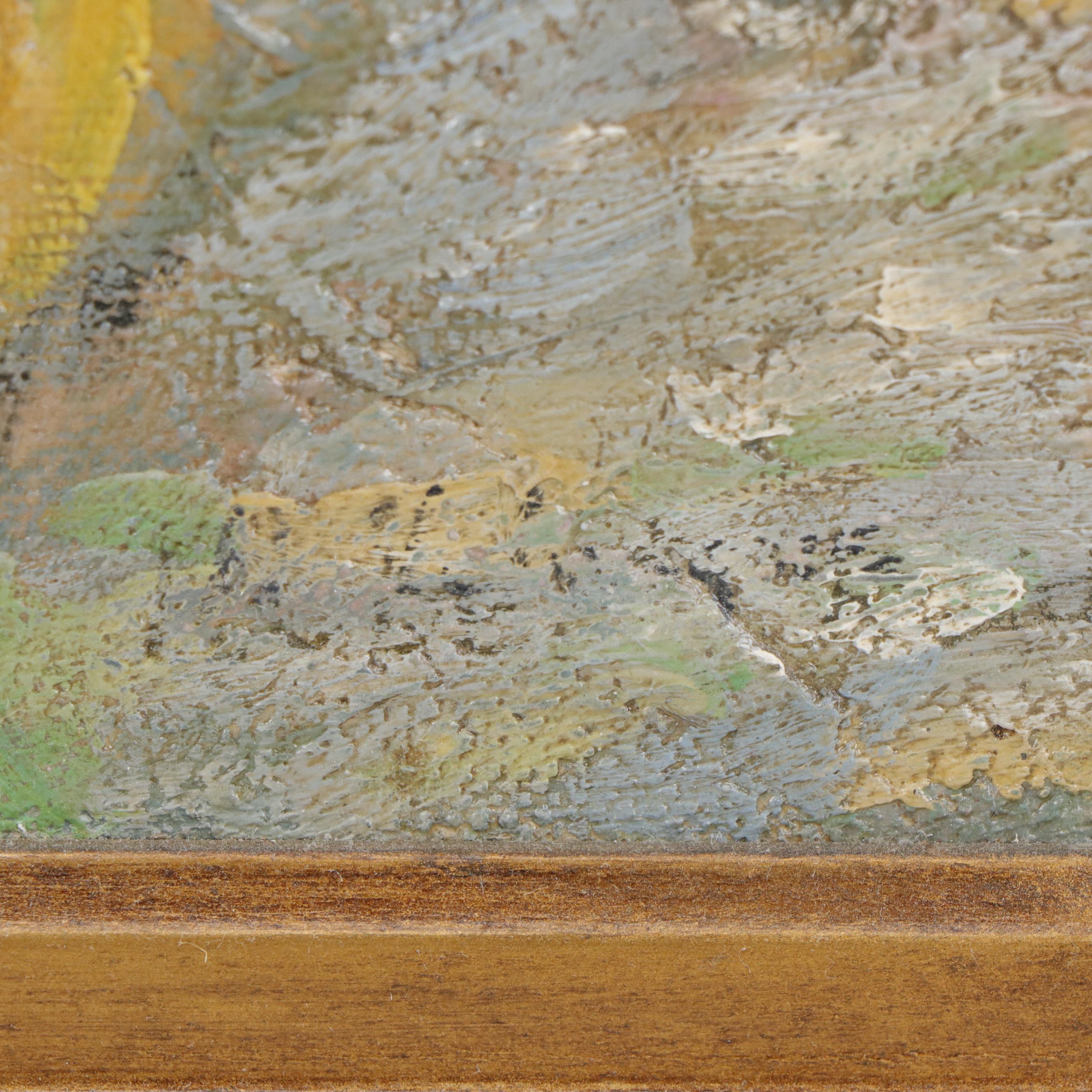 Post-Impressionist Style Oil Painting of Seated Woman in Garden