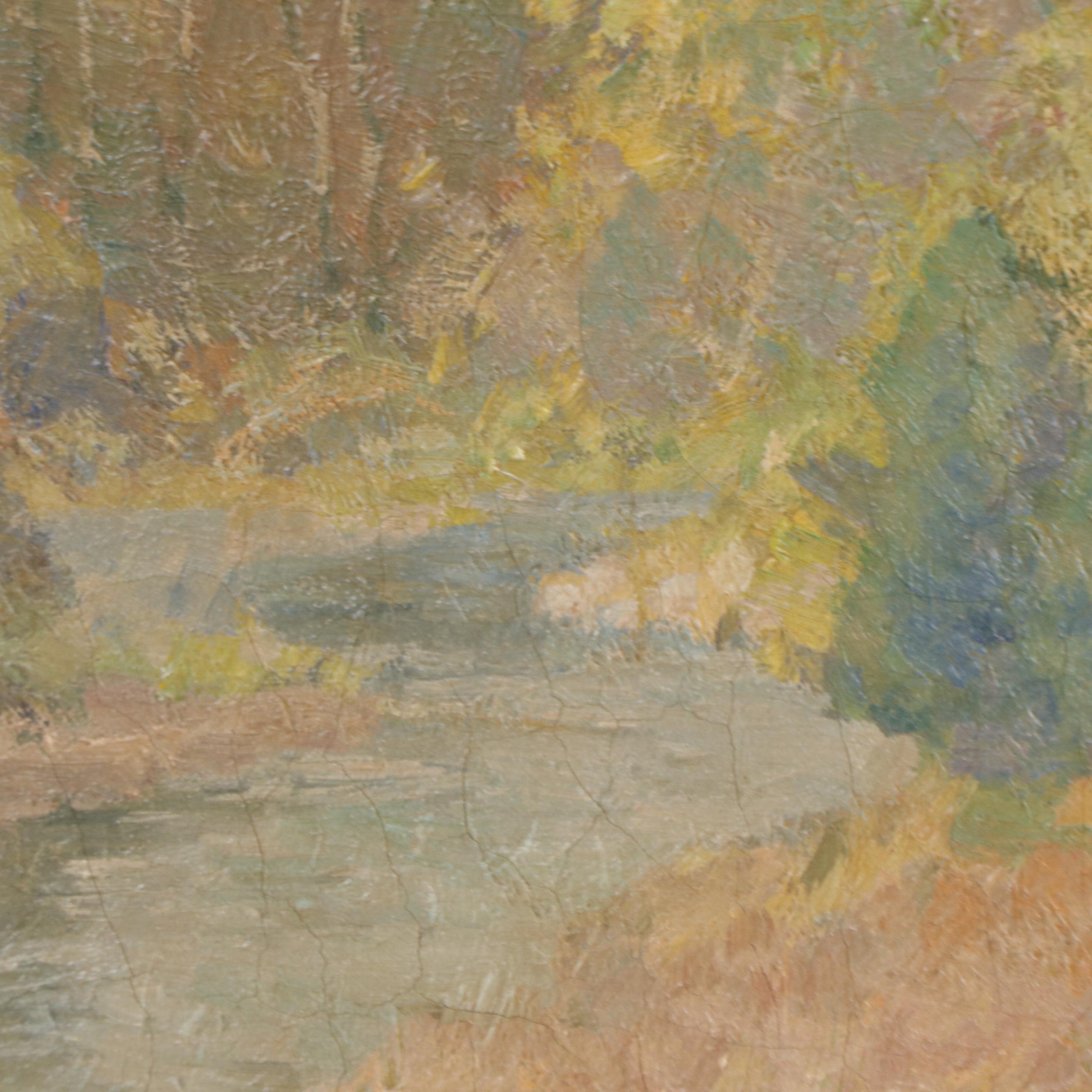 Maurice Braun Impressionist Plein-Air Autumn Landscape Oil Painting