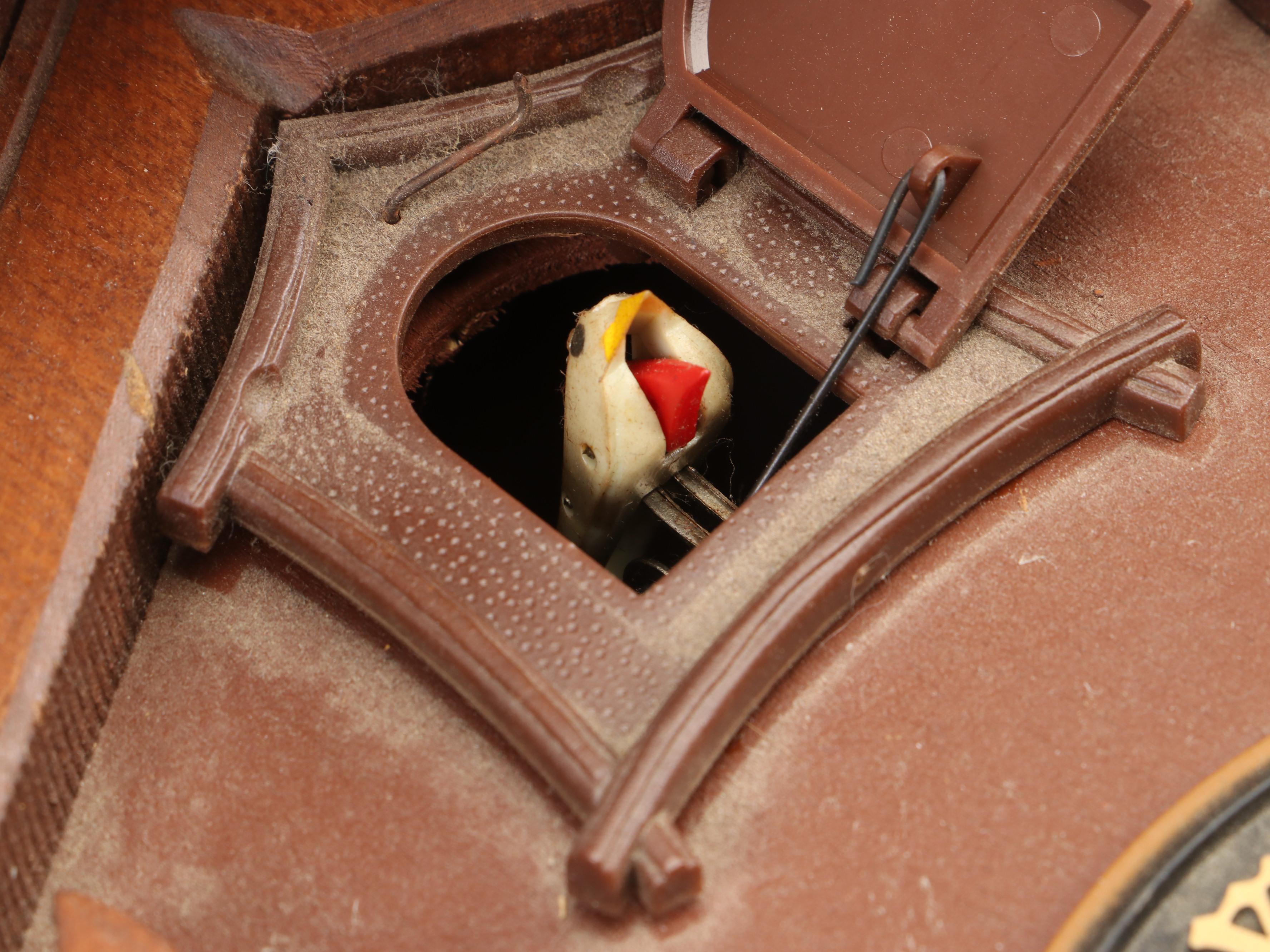German Black Forest Style Carved Wood Cuckoo Clock, Mid to Late 20th Century