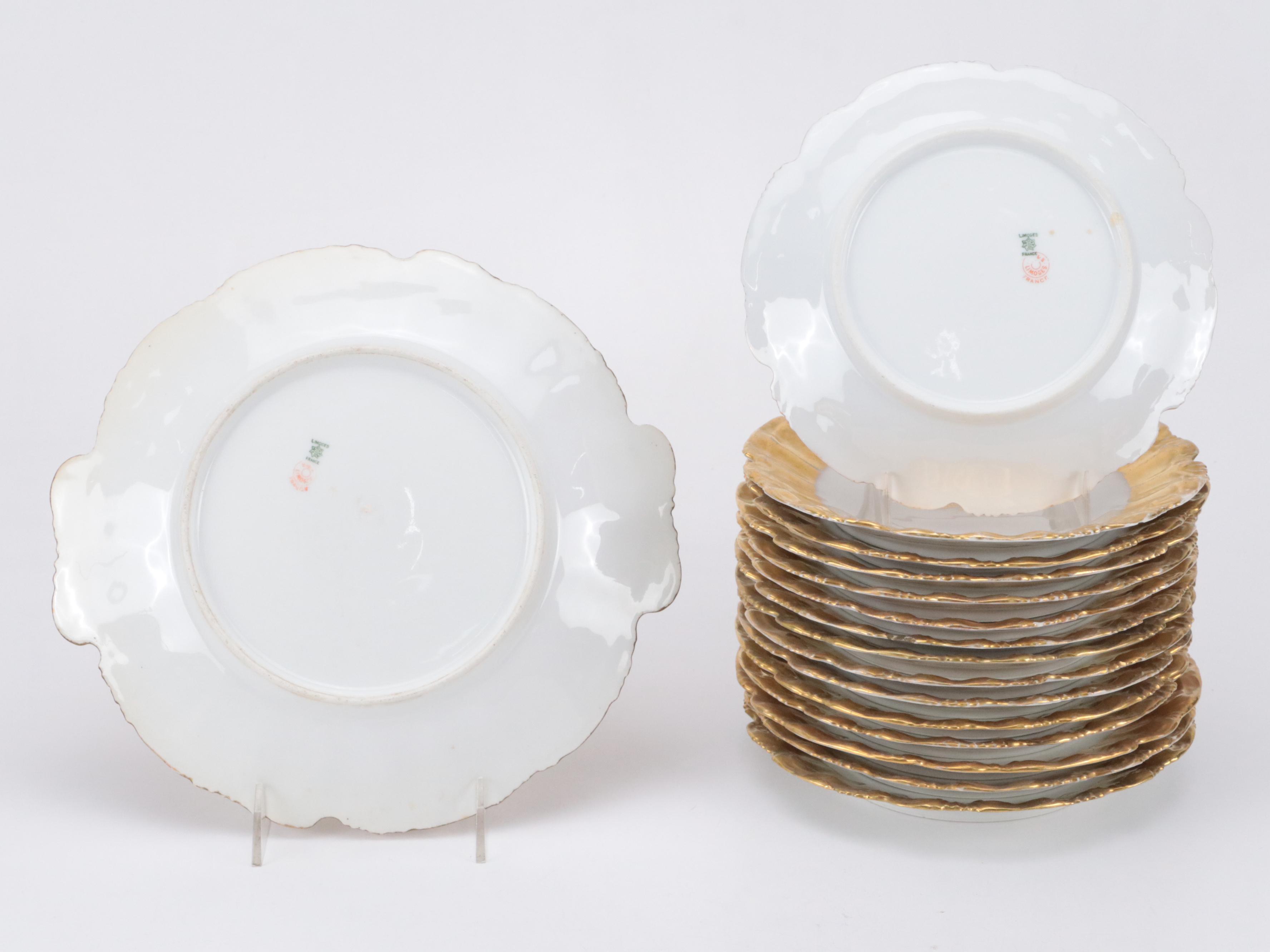 Coiffe Limoges Gilt Porcelain Dinnerware, Early 20th Century