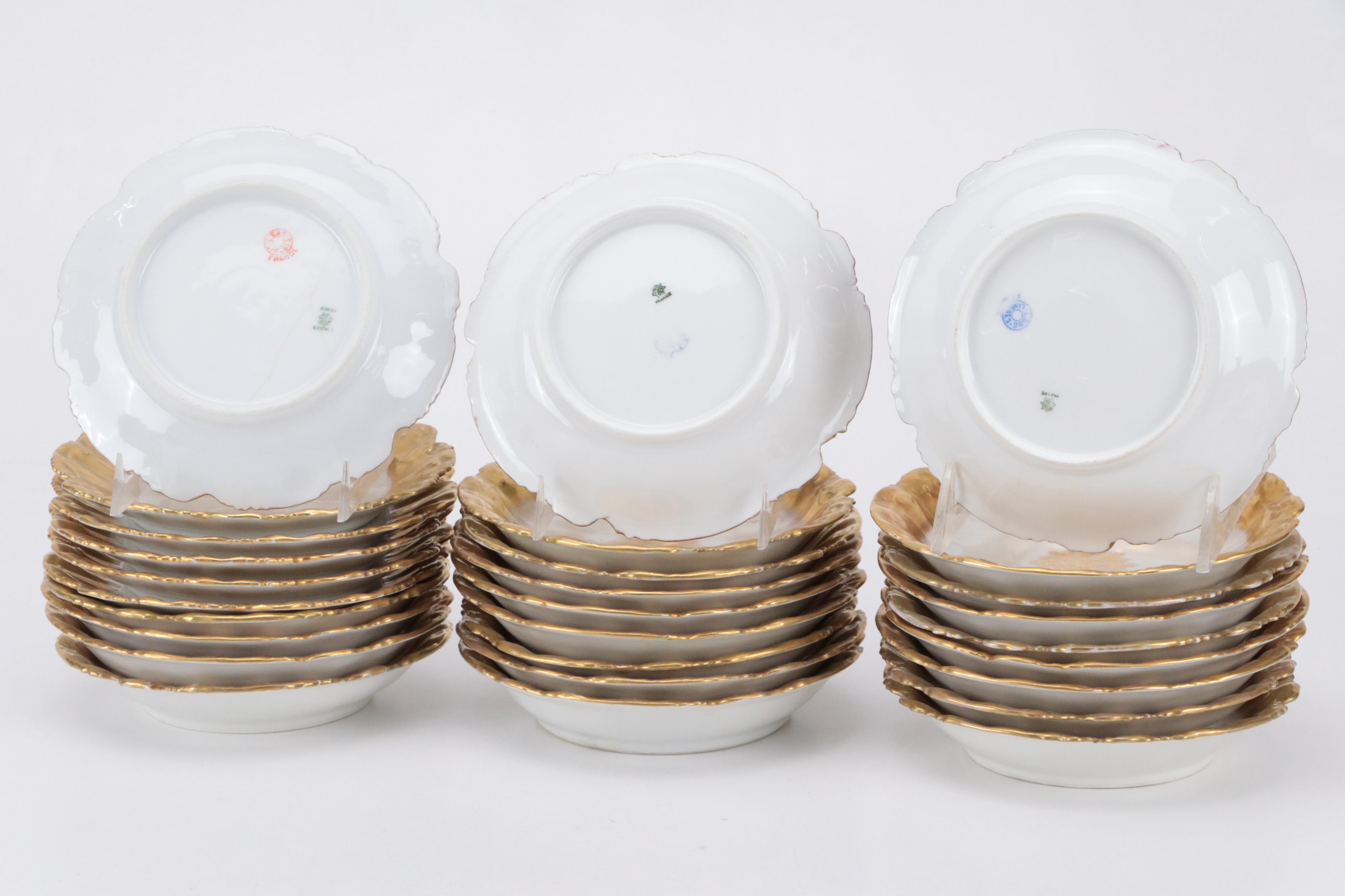 Coiffe Limoges Gilt Porcelain Dinnerware, Early 20th Century