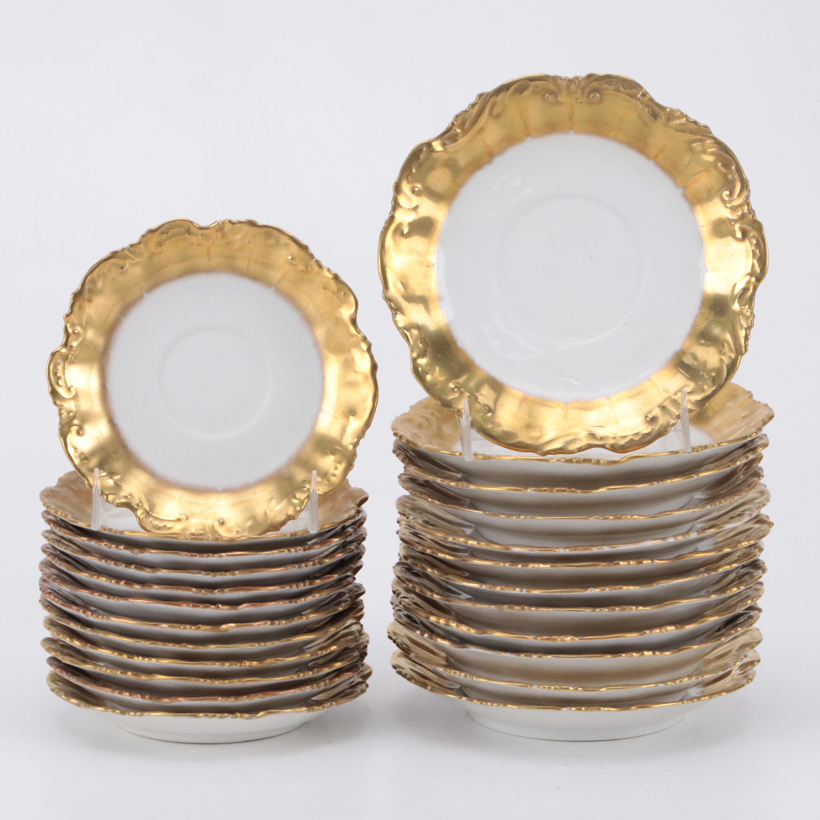 Coiffe Limoges Gilt Porcelain Dinnerware, Early 20th Century