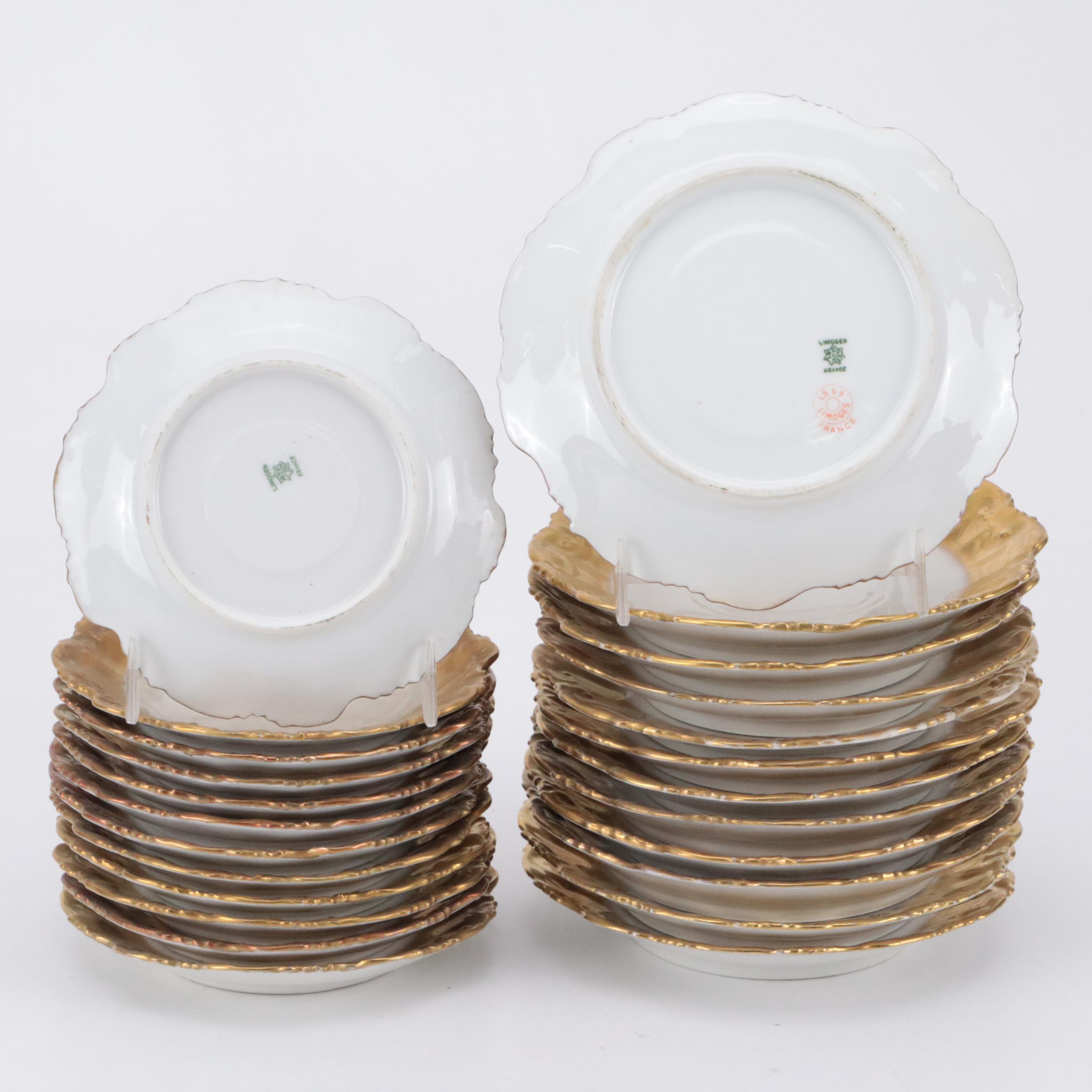 Coiffe Limoges Gilt Porcelain Dinnerware, Early 20th Century