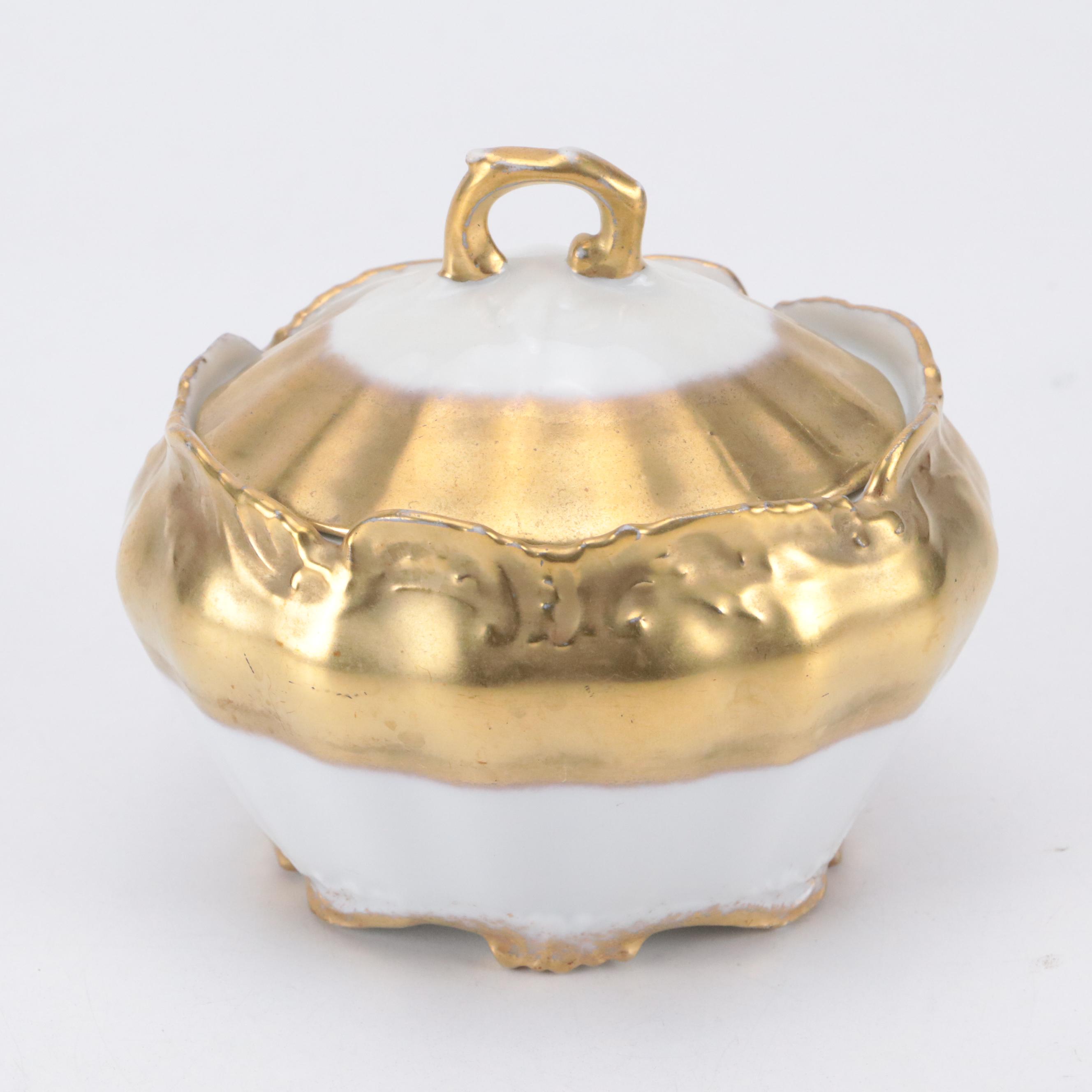 Coiffe Limoges Gilt Porcelain Dinnerware, Early 20th Century