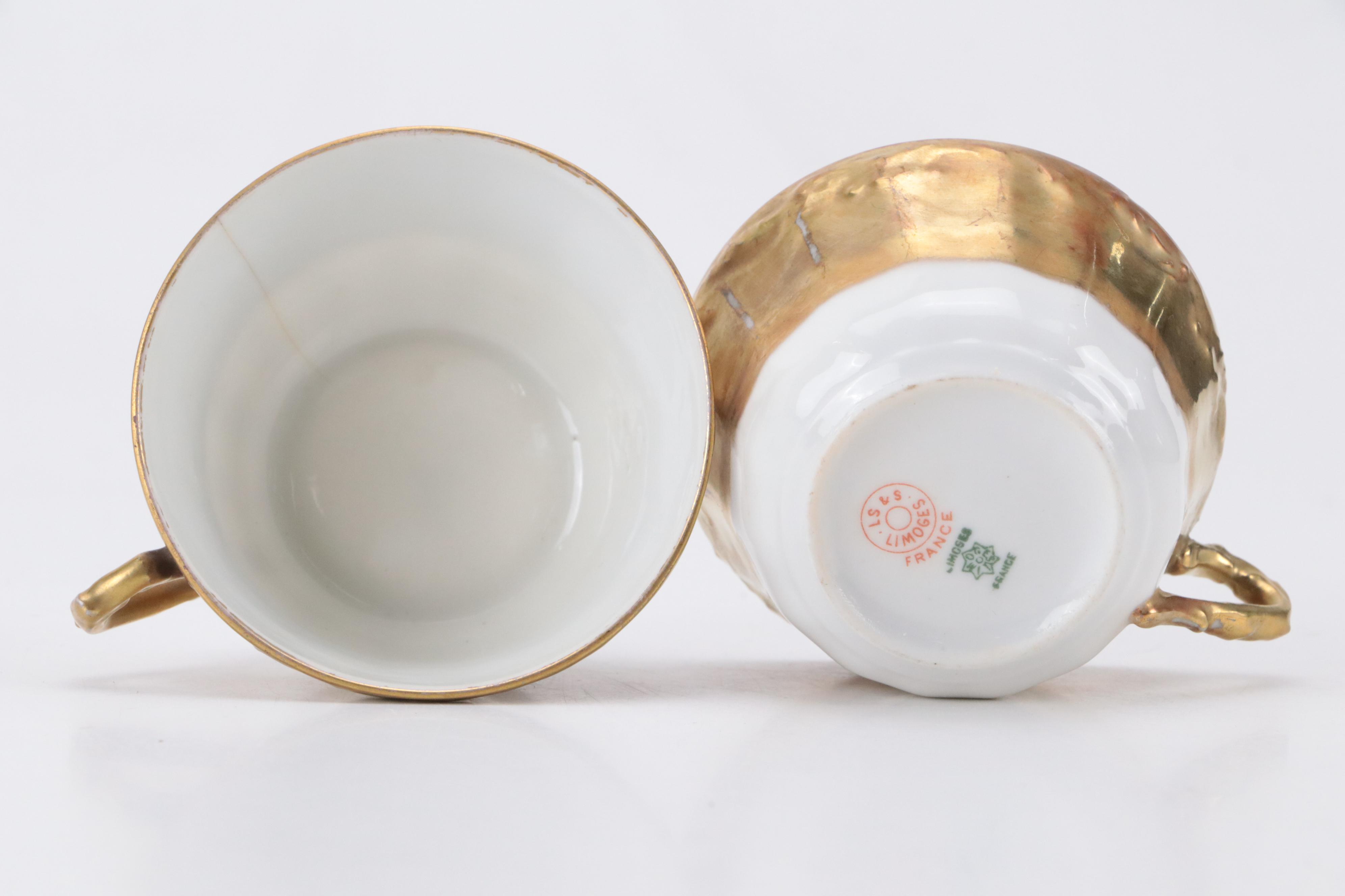 Coiffe Limoges Gilt Porcelain Dinnerware, Early 20th Century