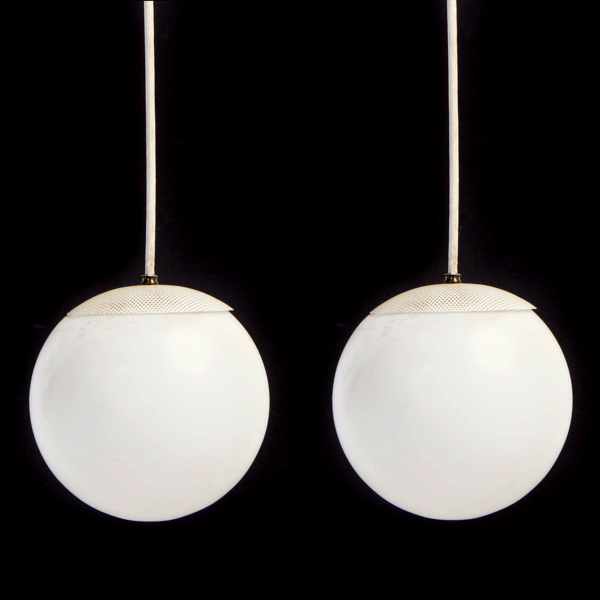 Matte Frosted Glass Globe Pendants, Pair