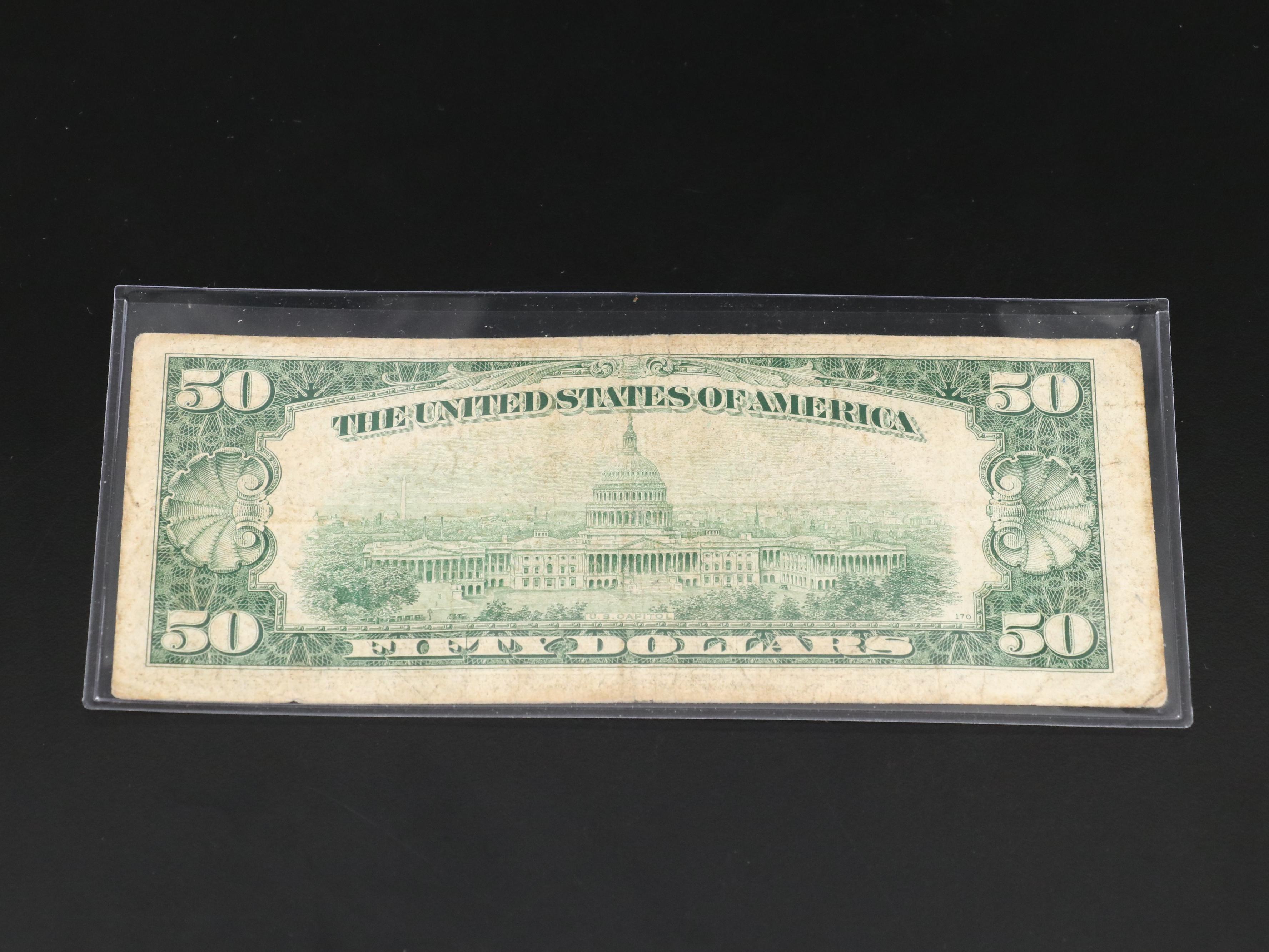 Group of Four Various U.S. Currency Notes Including a 1950 B $100 Federal