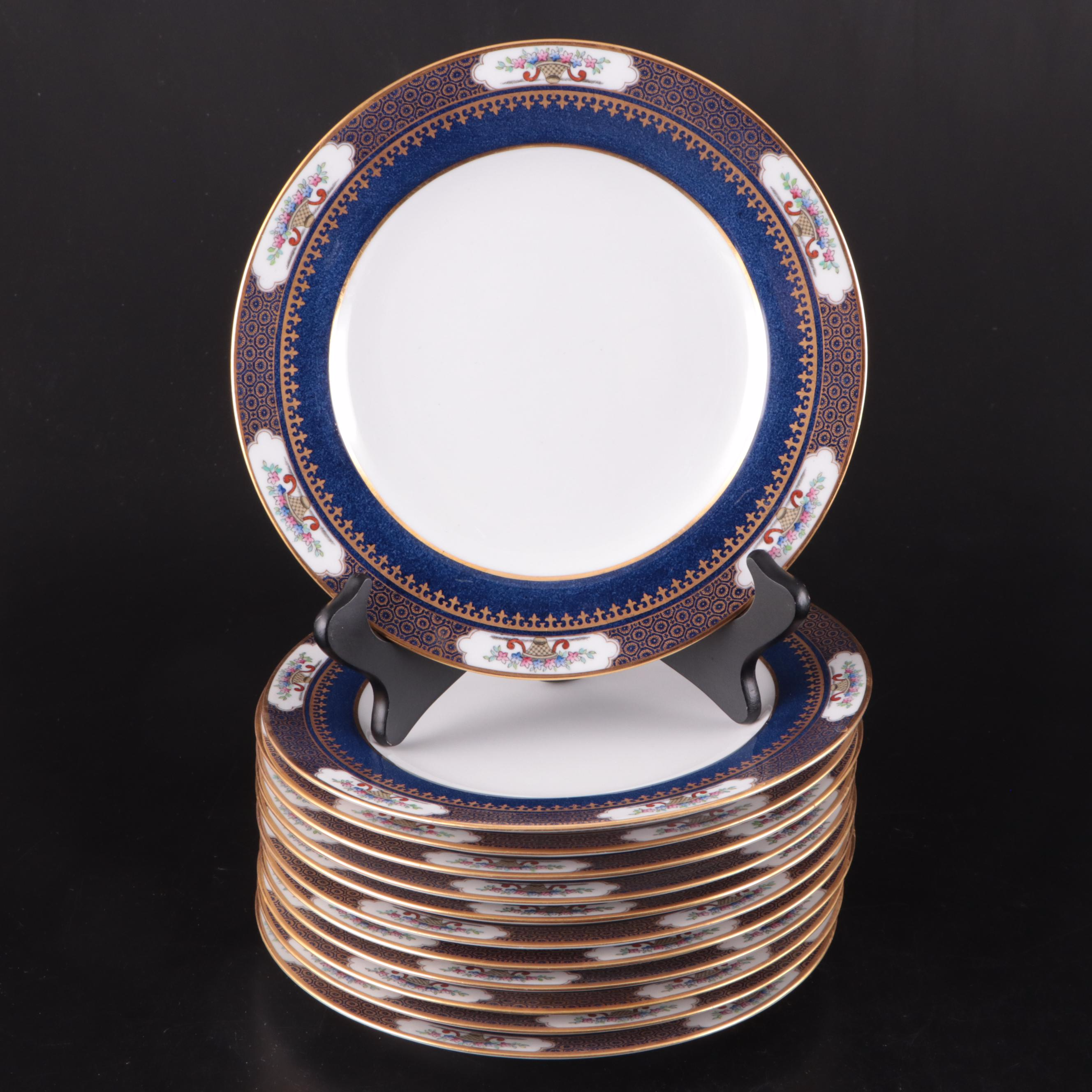 Tiffany & Co. Gilt Navy Blue Soup Cups, Saucers, and Luncheon Plates
