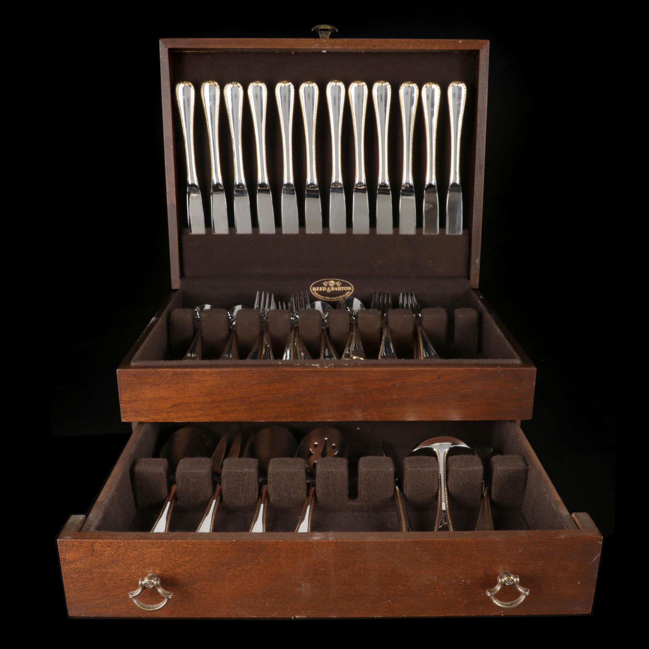 Gorham Silver "Golden Ribbon Edge" Stainless Steel Flatware, 1982-2021