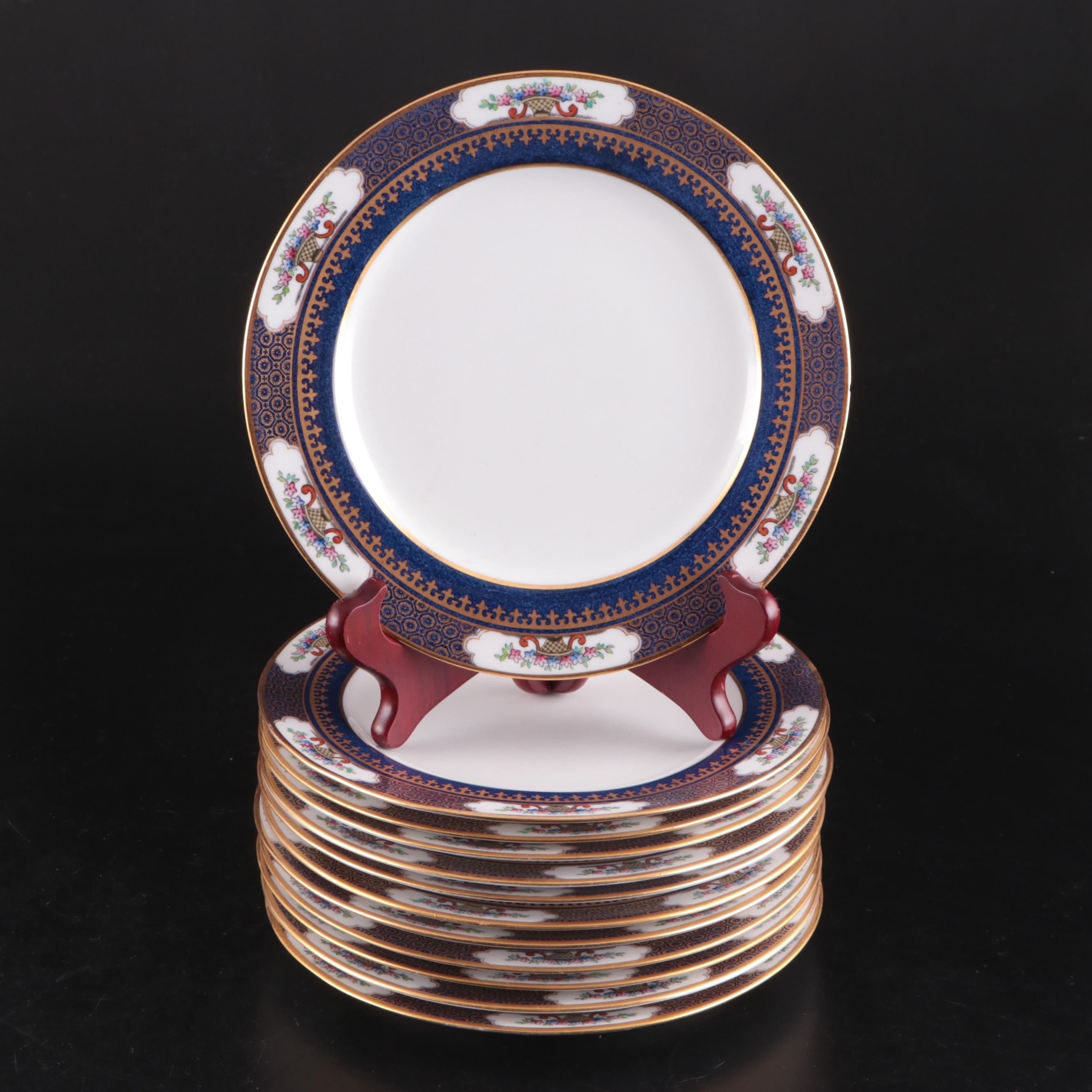 Tiffany & Co. Gilt Navy Blue Soup Cups, Saucers, and Luncheon Plates