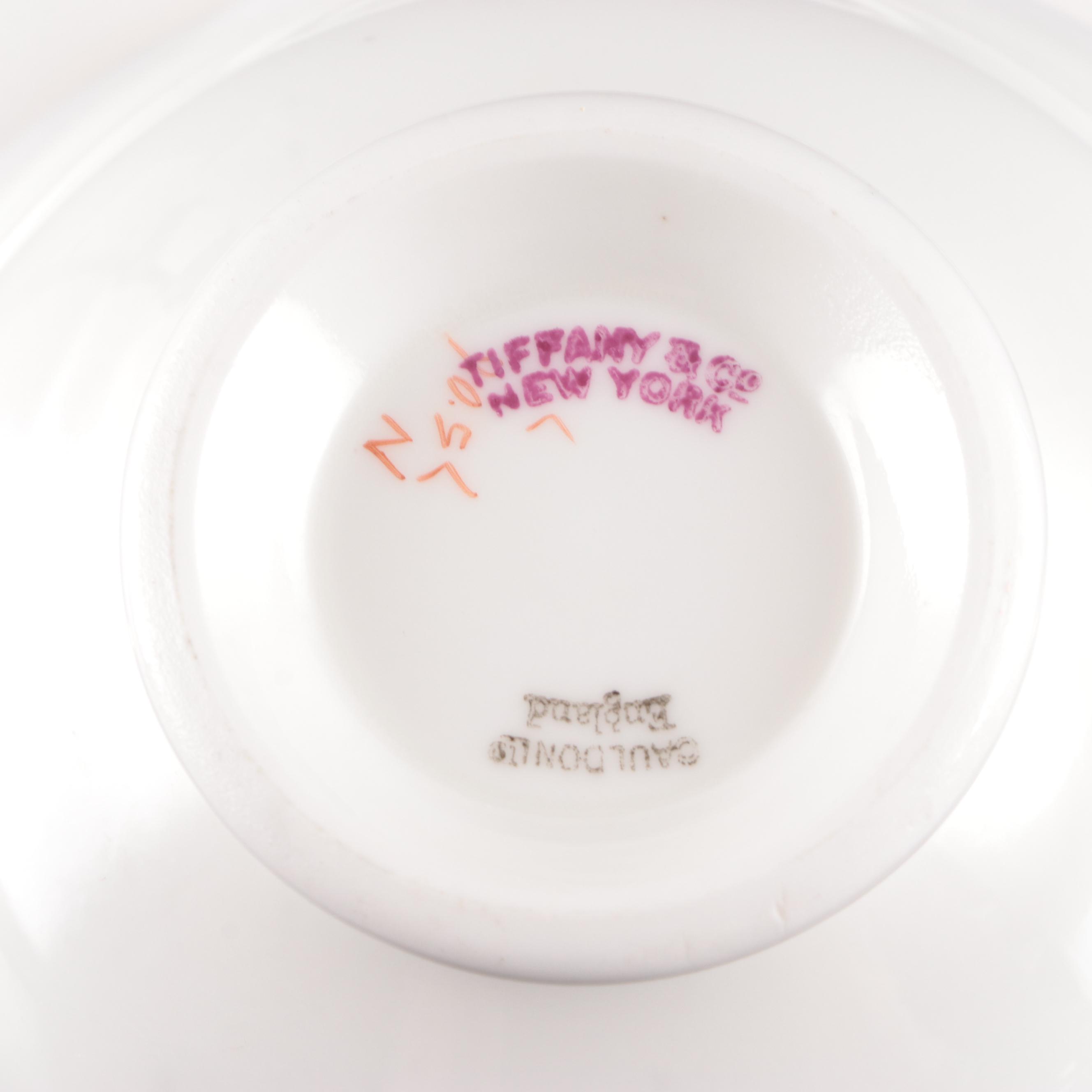 Tiffany & Co. Gilt Navy Blue Soup Cups, Saucers, and Luncheon Plates