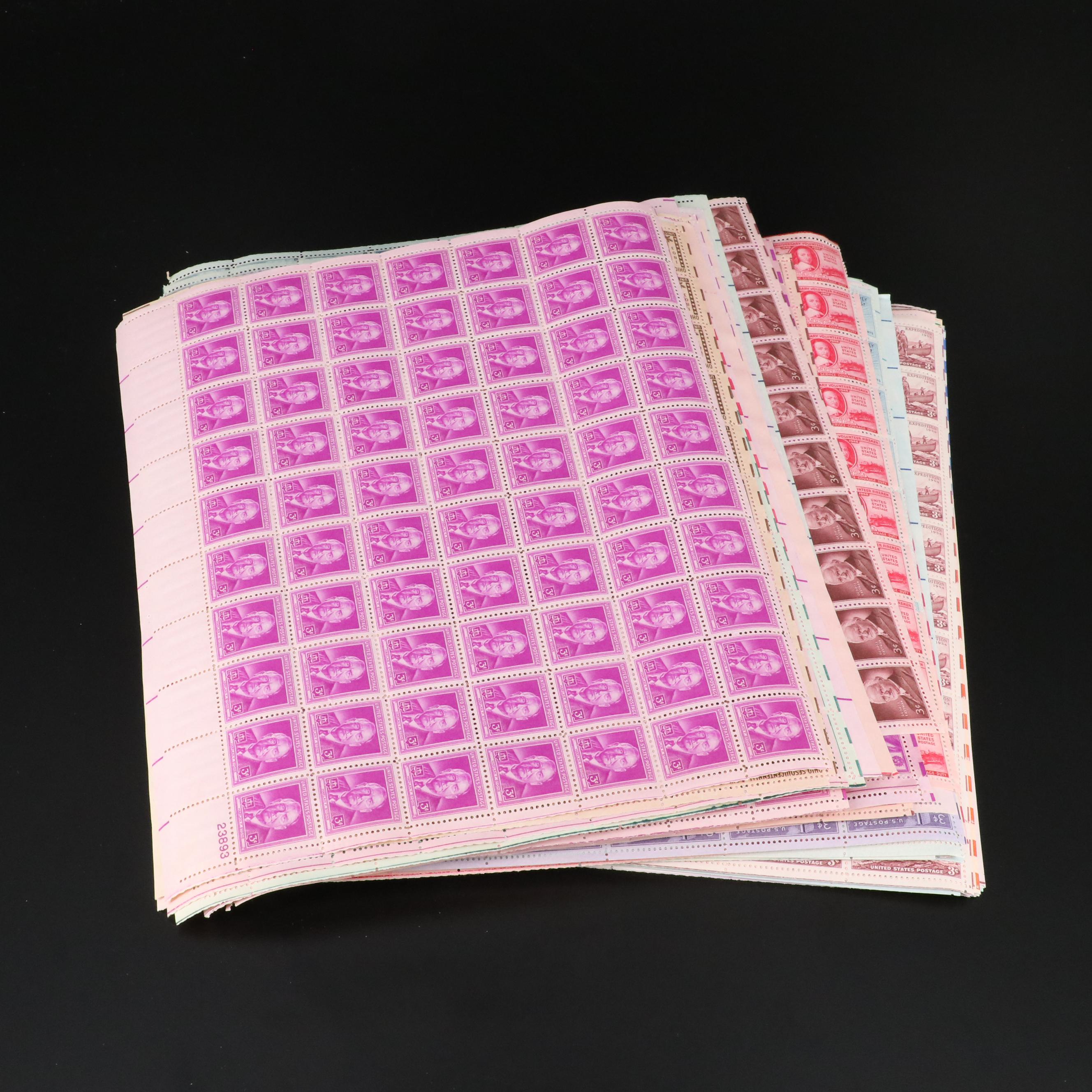 Seventy-Four Mint Condition U.S. 3-Cent Postage Stamp Sheets