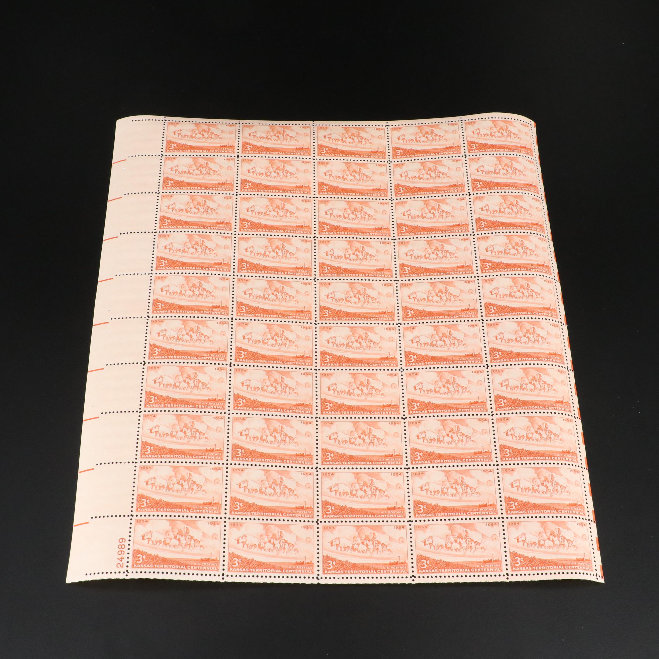Seventy-Four Mint Condition U.S. 3-Cent Postage Stamp Sheets