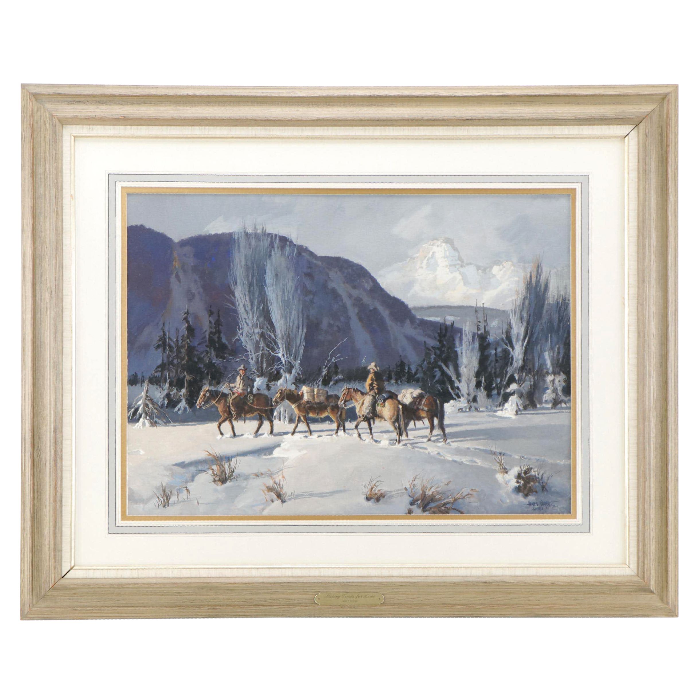 James Boren Watercolor Painting "Making Tracks for Home," 1983