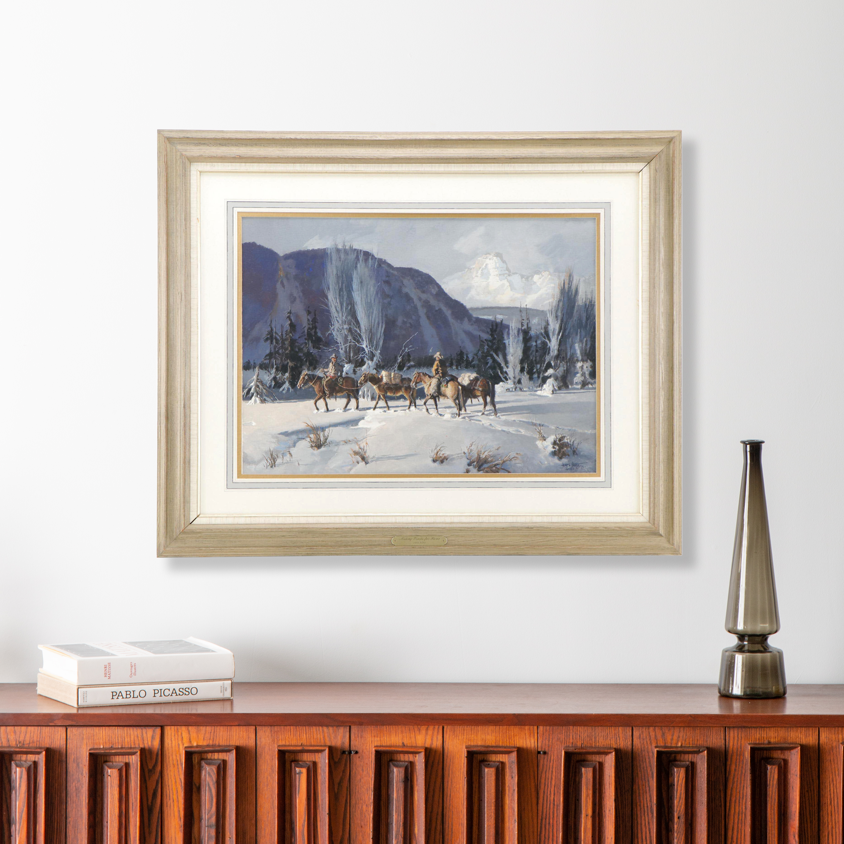 James Boren Watercolor Painting "Making Tracks for Home," 1983