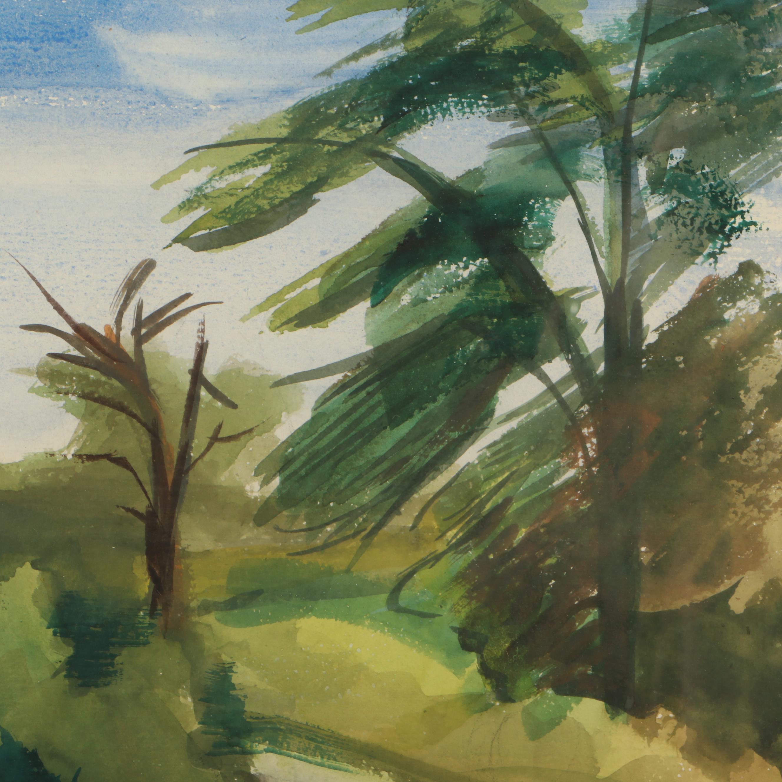 Landscape Watercolor Painting "Wolf Creek," 1946