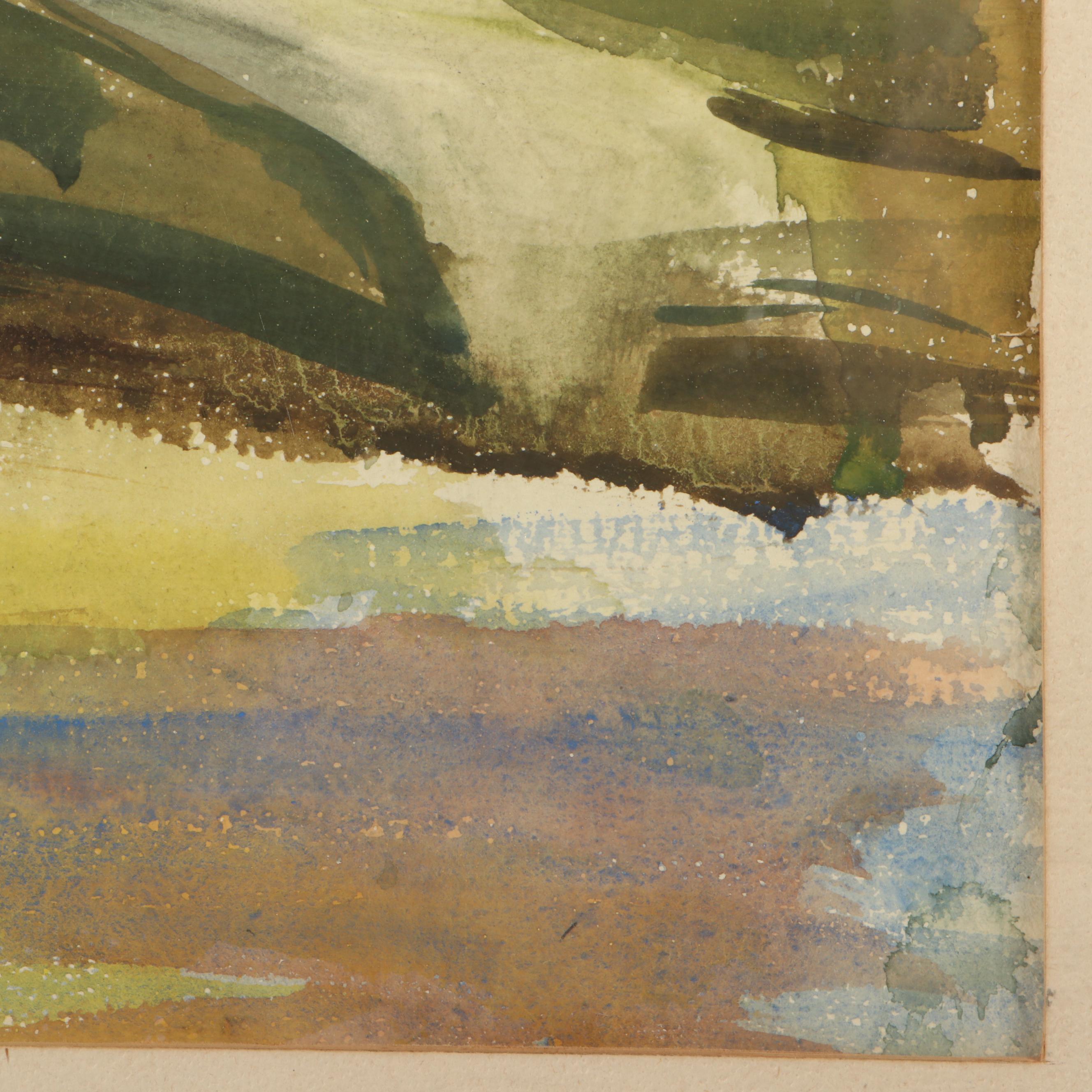 Landscape Watercolor Painting "Wolf Creek," 1946