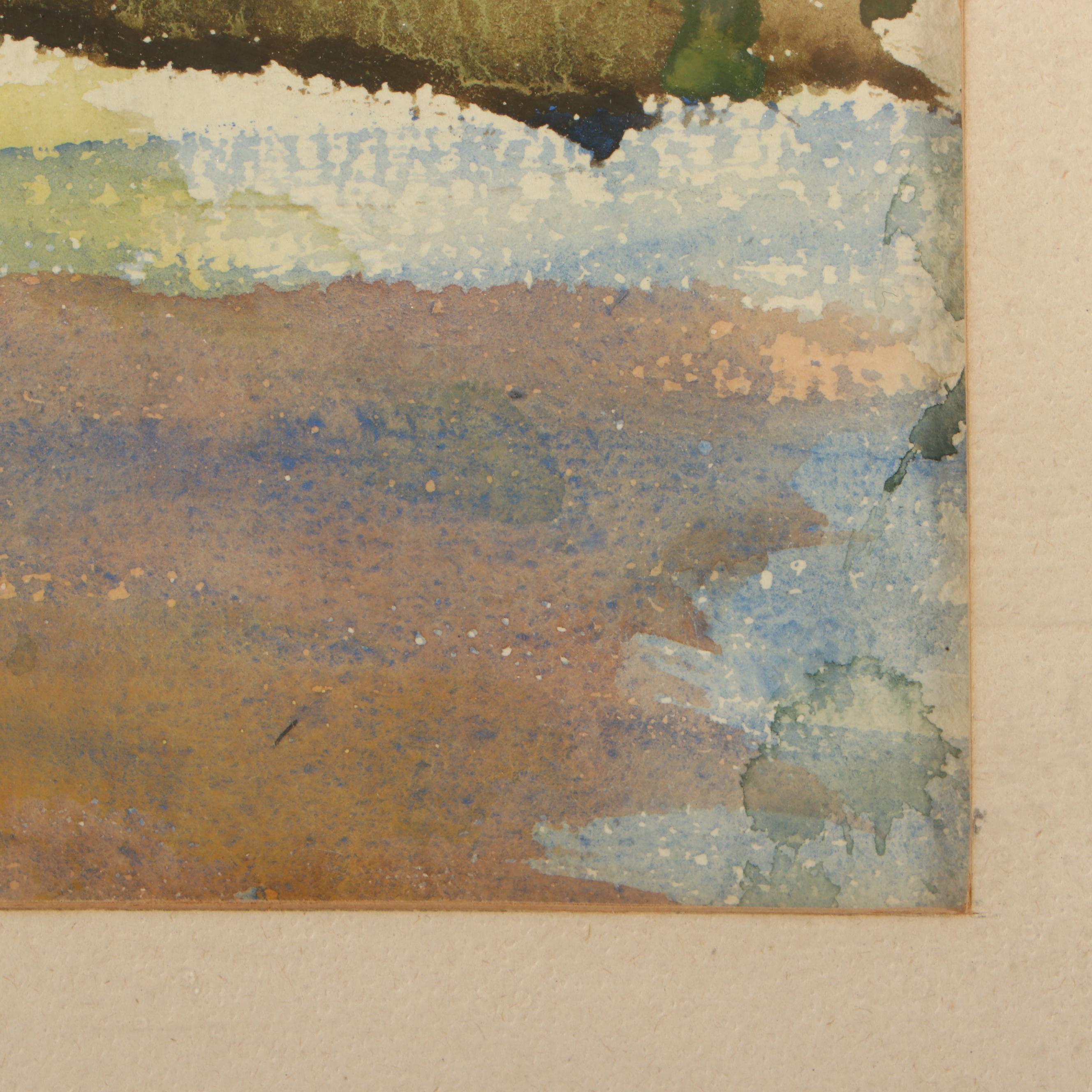 Landscape Watercolor Painting "Wolf Creek," 1946