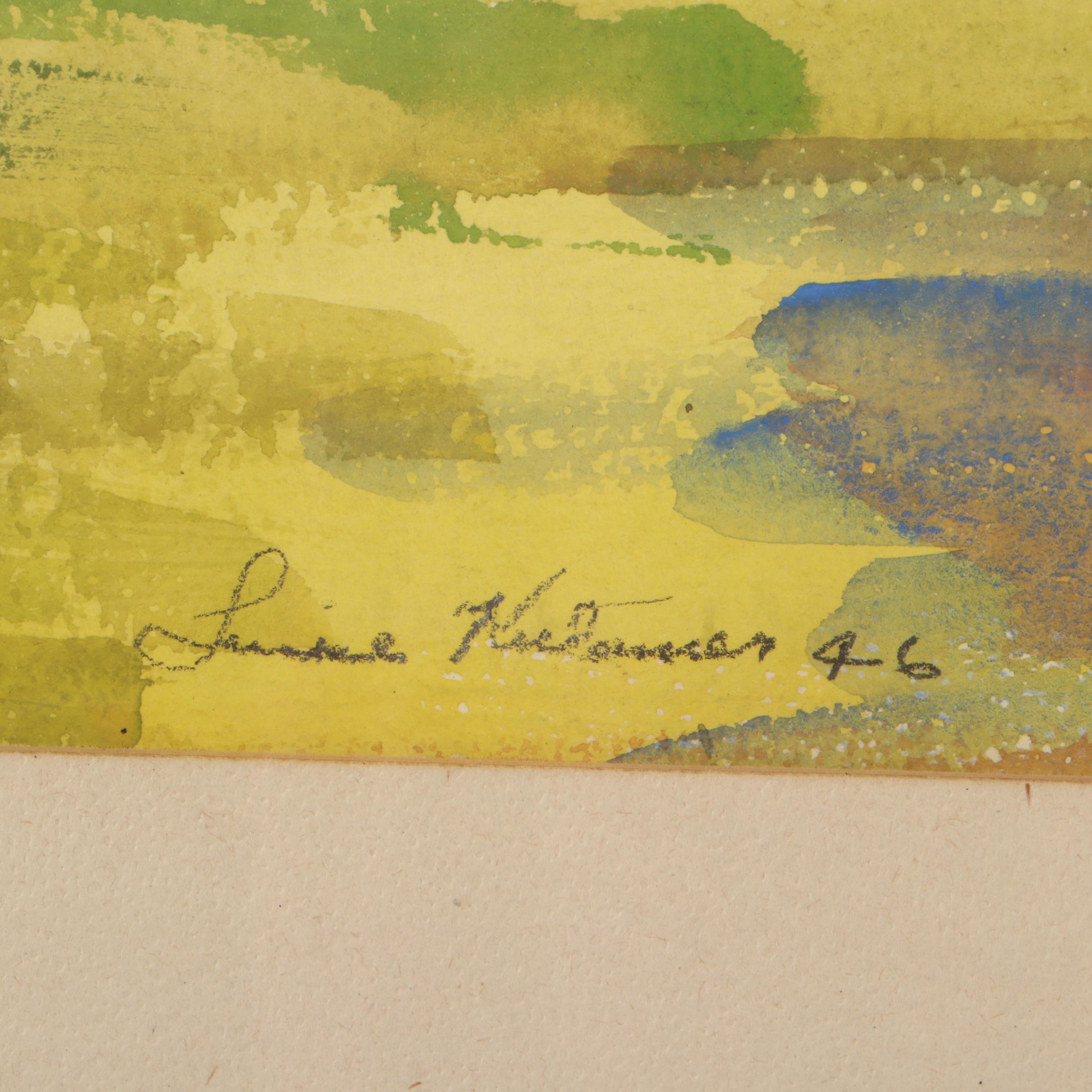 Landscape Watercolor Painting "Wolf Creek," 1946