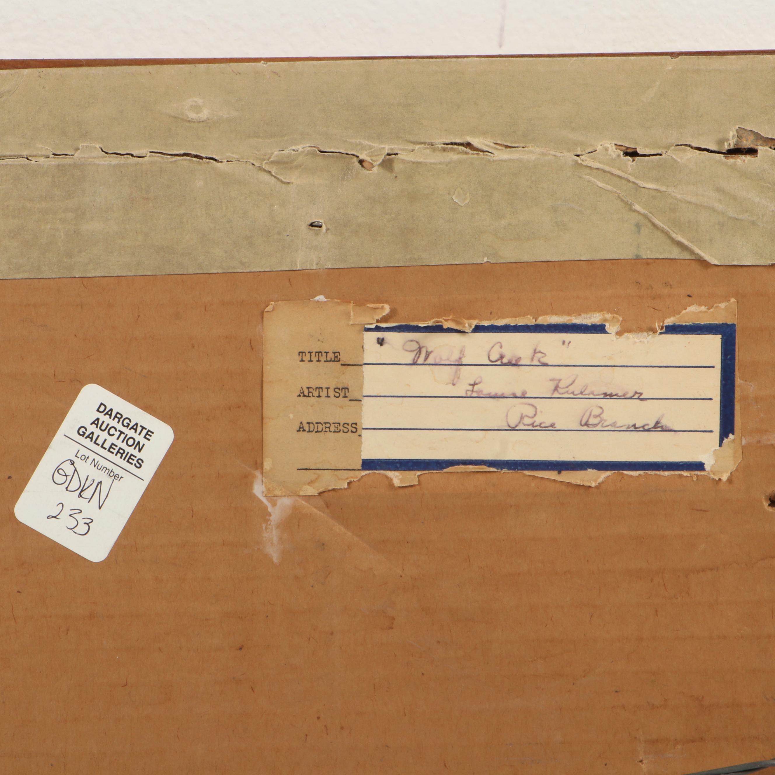 Landscape Watercolor Painting "Wolf Creek," 1946