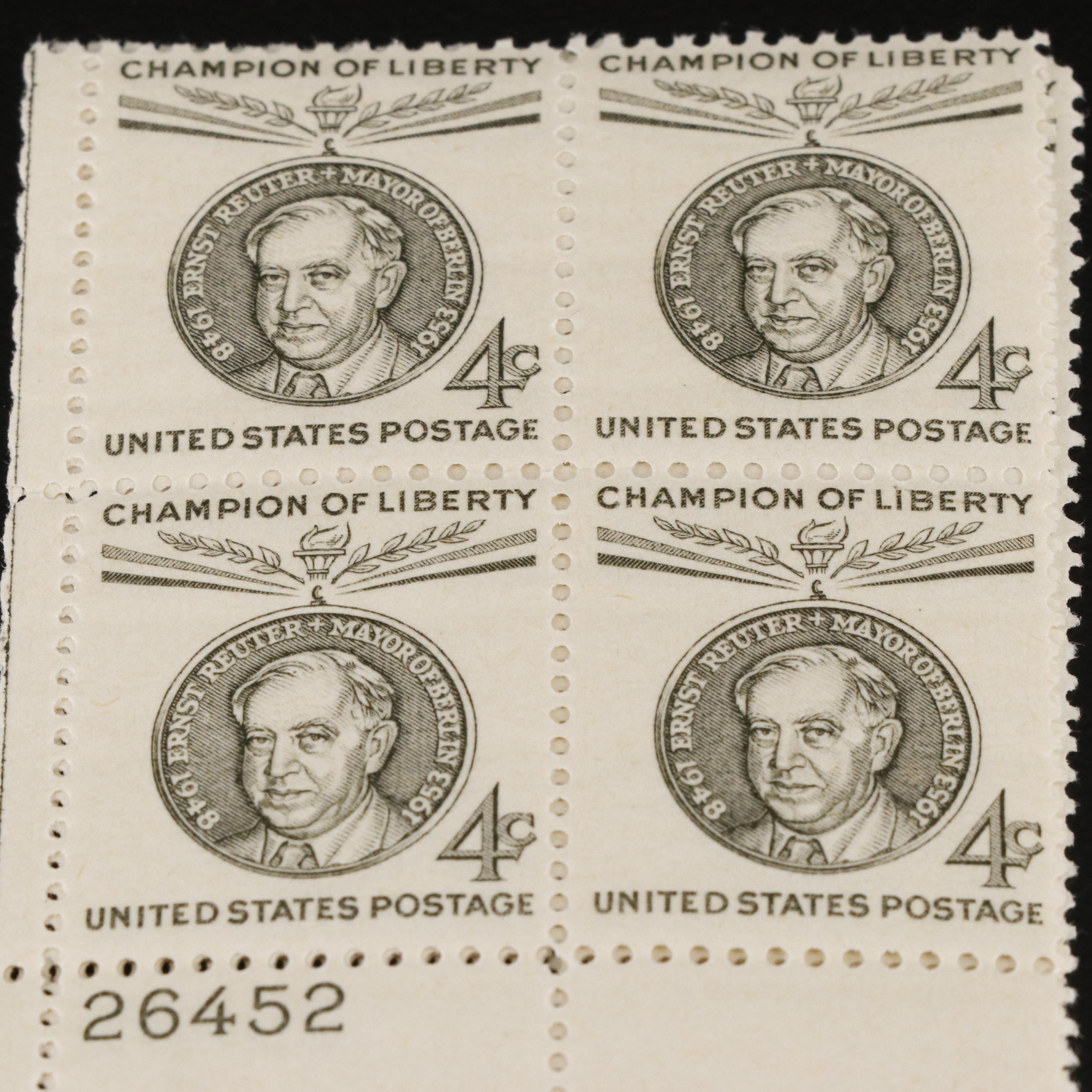 Hundreds of U.S. Postage Stamp Plate Blocks, 1940s-1950s