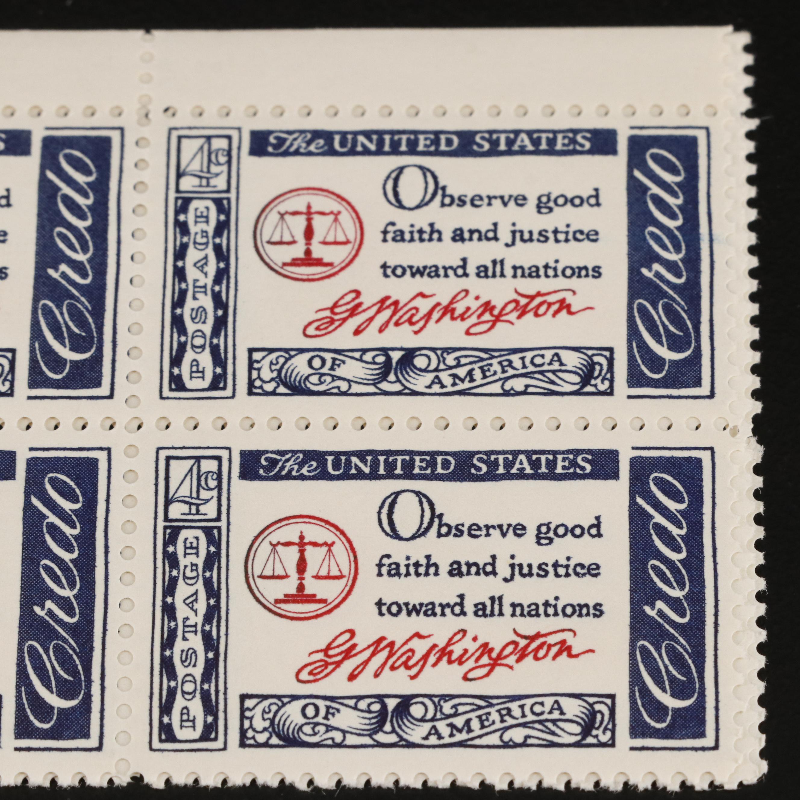 Hundreds of U.S. Postage Stamp Plate Blocks, 1940s-1950s