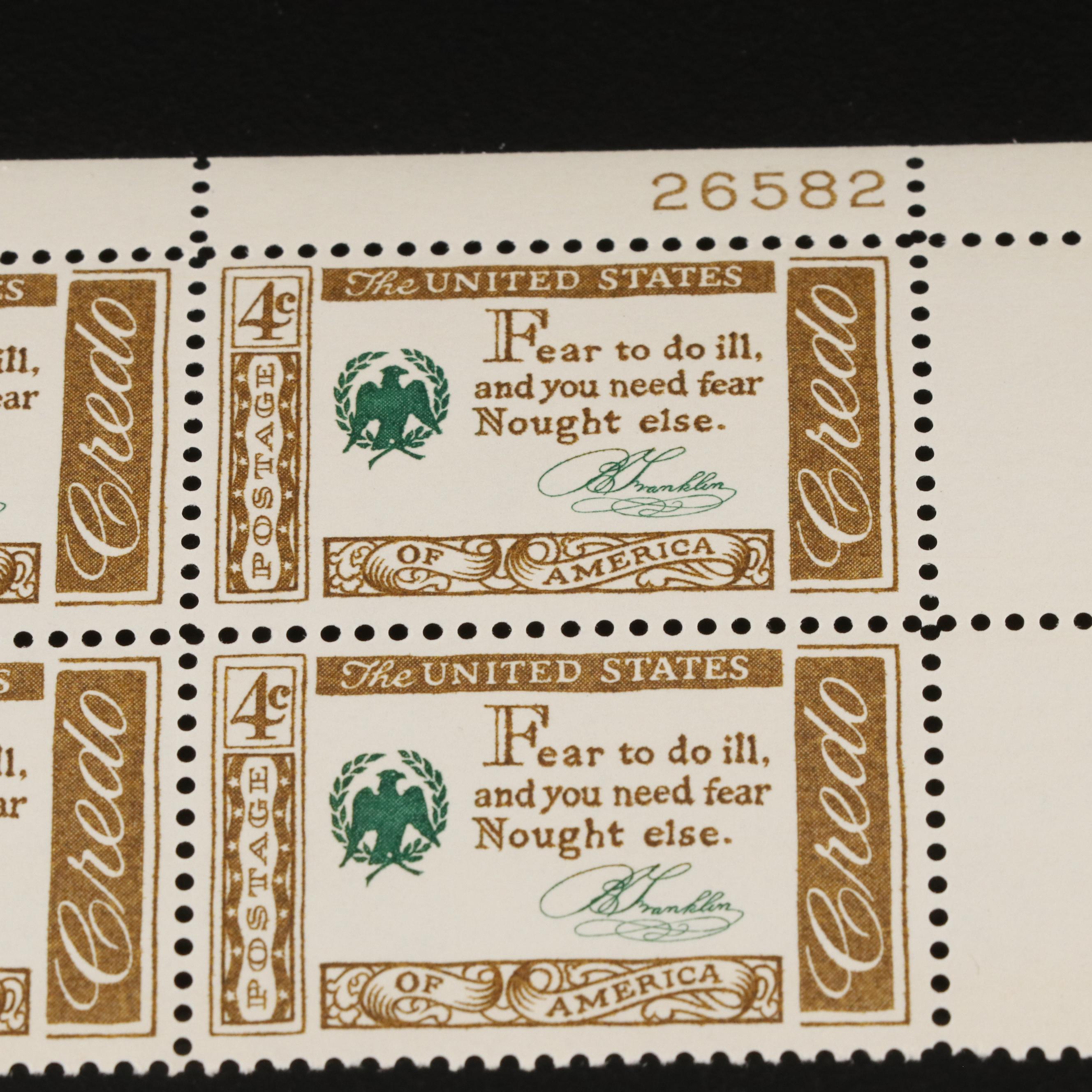 Hundreds of U.S. Postage Stamp Plate Blocks, 1940s-1950s