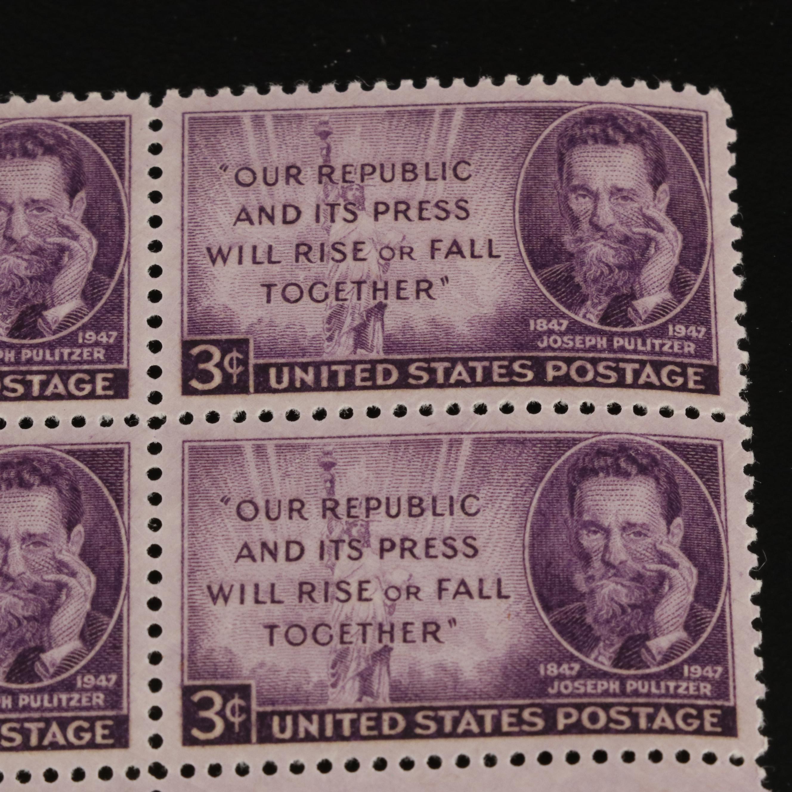 Hundreds of U.S. Postage Stamp Plate Blocks, 1940s-1950s